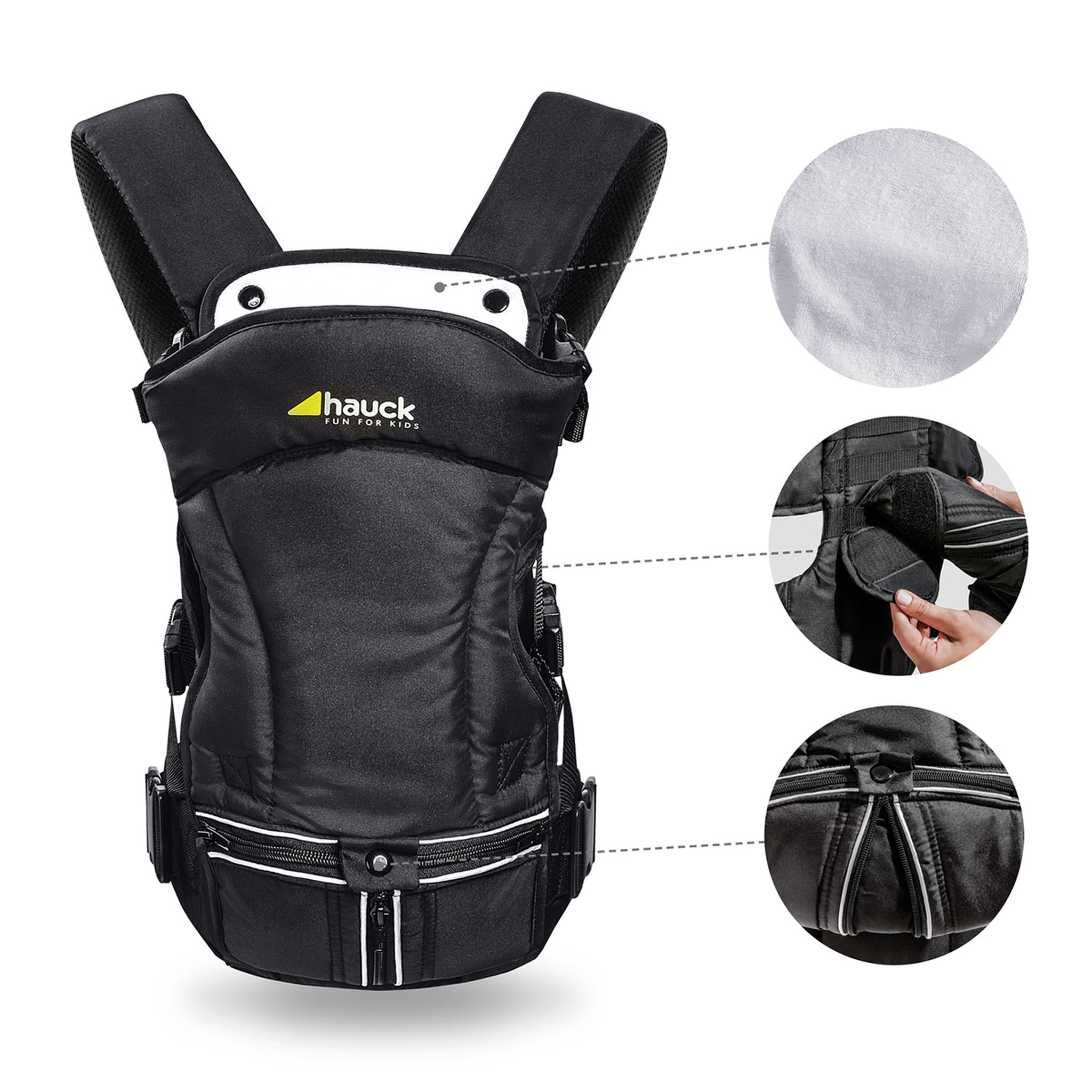 Voir la diapositive 2 : HAUCK Porte bébé 3 positions 3 Way Carrier - Noir