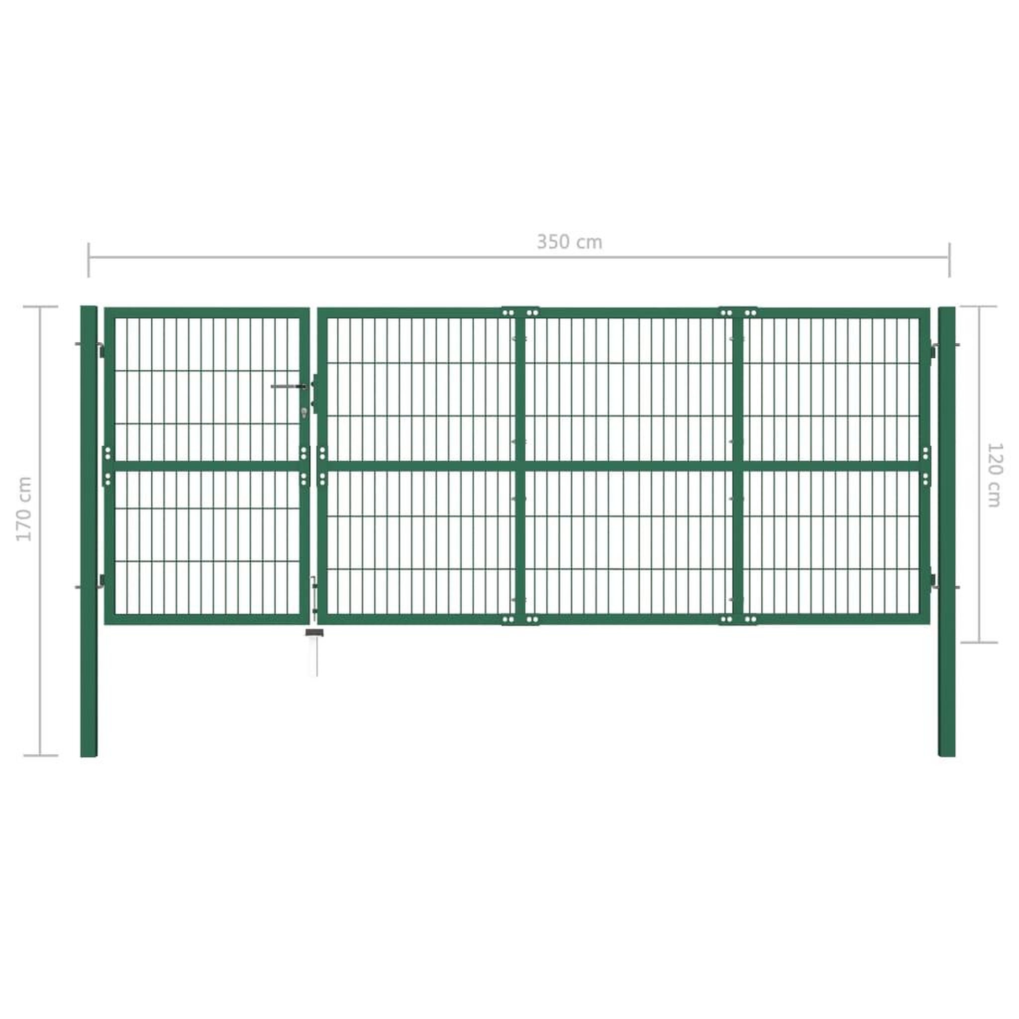Voir la diapositive 6 : VIDAXL Portail de cloture de jardin avec poteaux 350x120 cm Acier Vert
