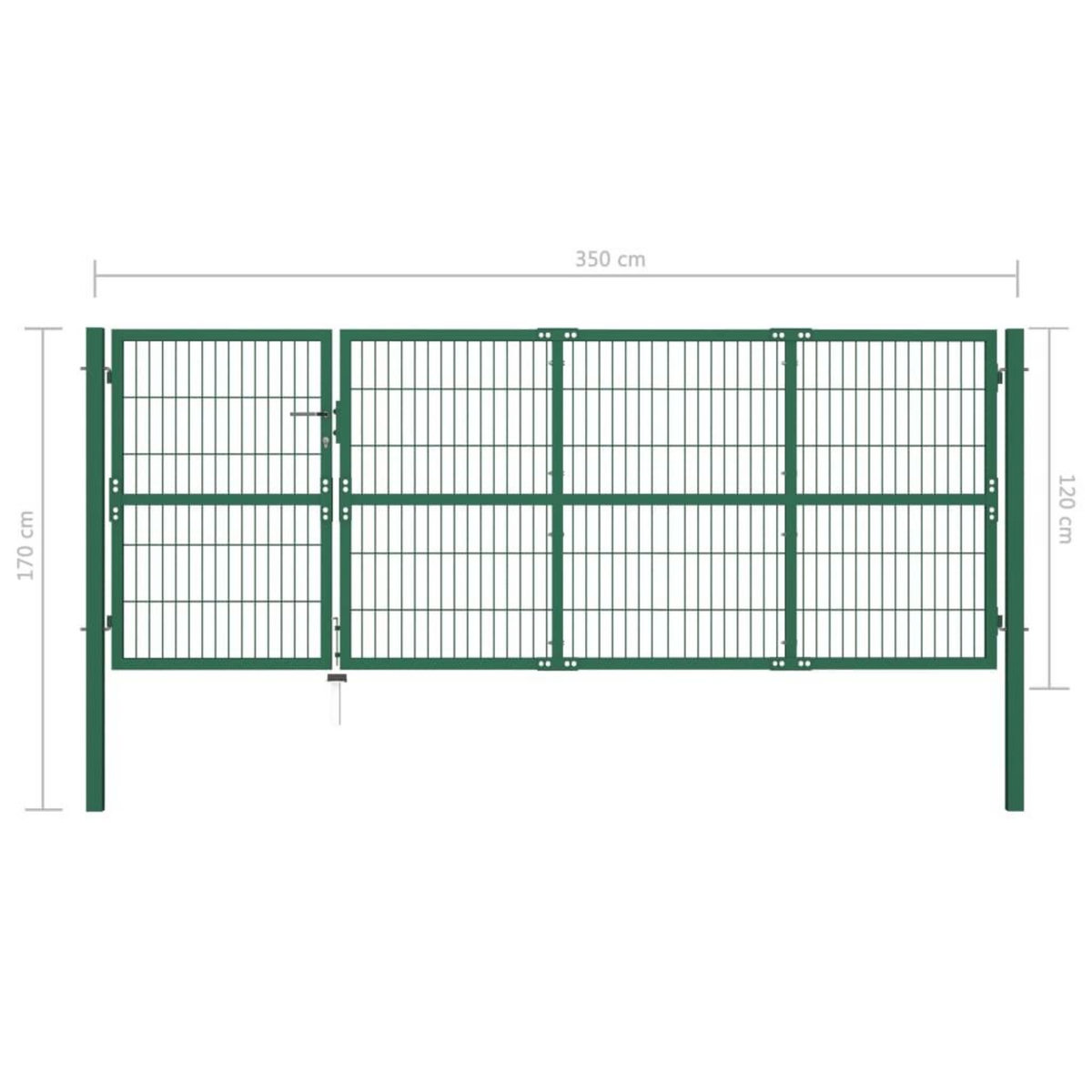 VIDAXL Portail de cloture de jardin avec poteaux 350x120 cm Acier Vert