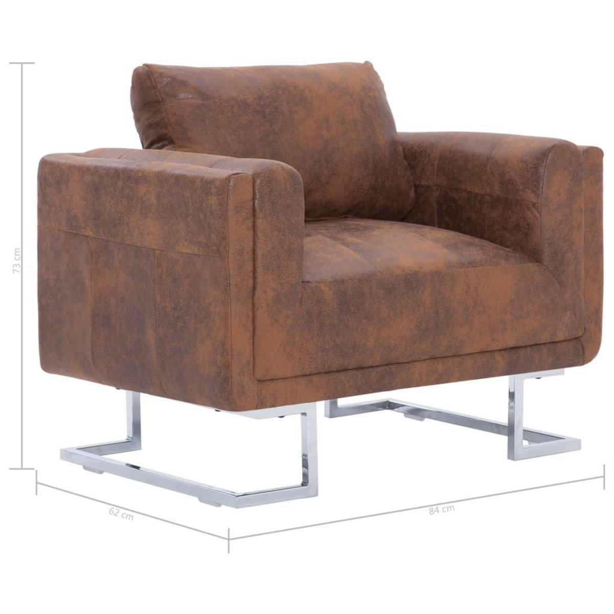 VIDAXL Fauteuil cube Marron Similicuir daim