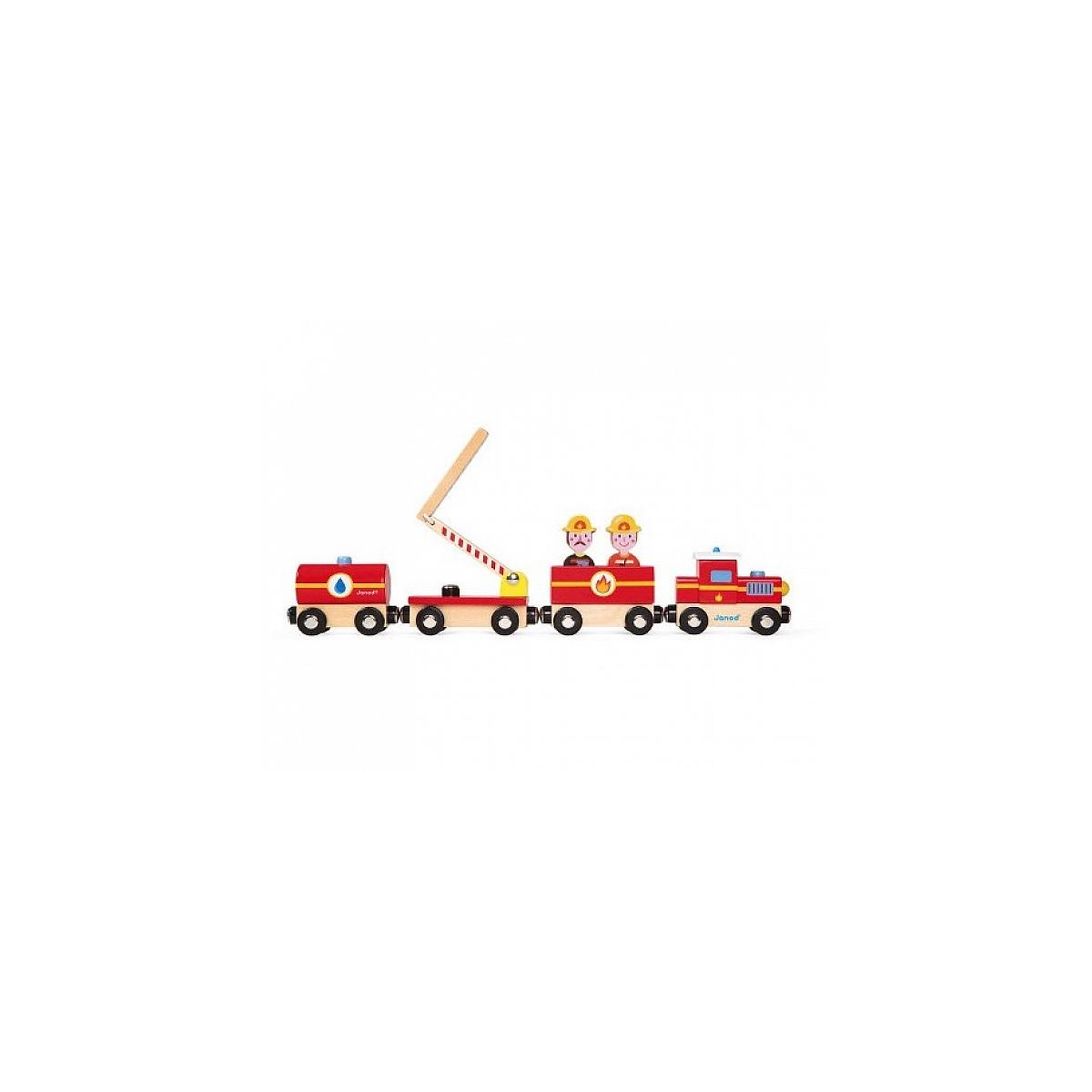 Voir la diapositive 2 : Juratoys-Janod Train de pompiers en bois