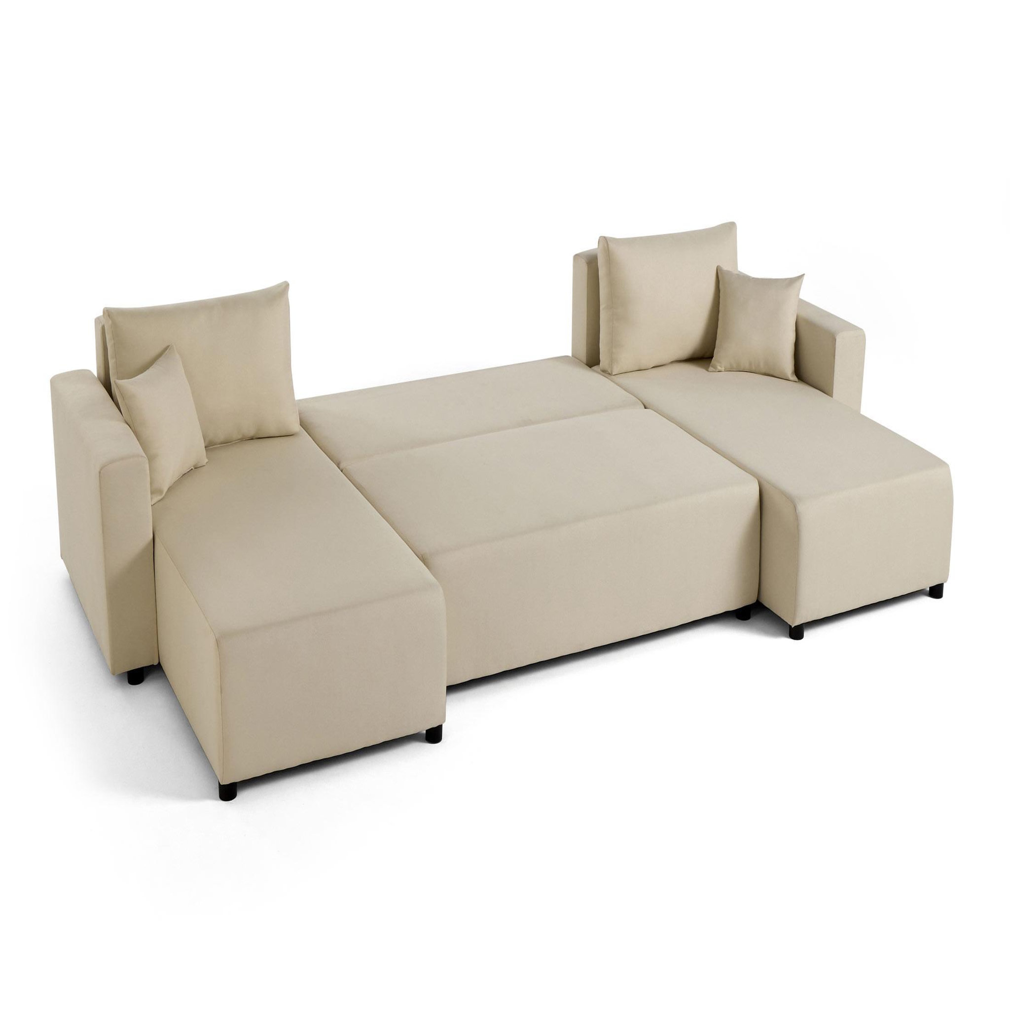 Voir la diapositive 3 : BEST MOBILIER Regala - canapé panoramique - 7 places - convertible avec coffre - en tissu