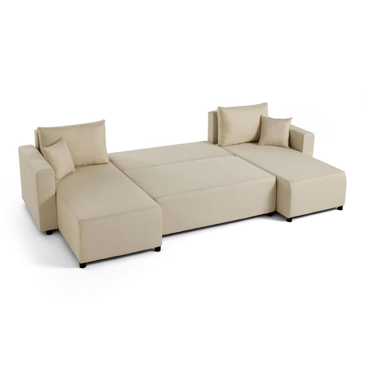 BEST MOBILIER Regala - canapé panoramique - 7 places - convertible avec coffre - en tissu