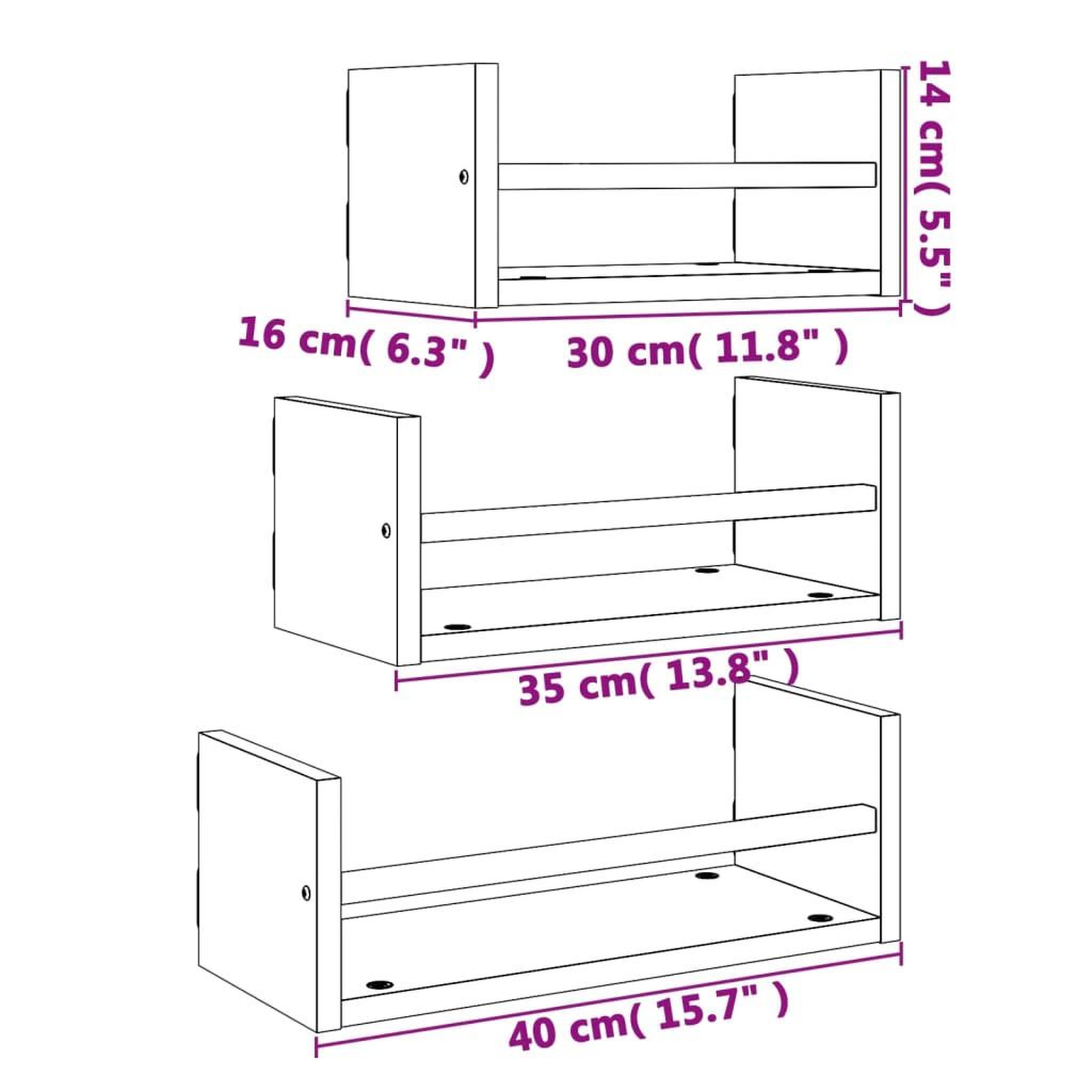 Voir la diapositive 6 : VIDAXL Ensemble d'etageres murales avec barres 3 pcs chene sonoma