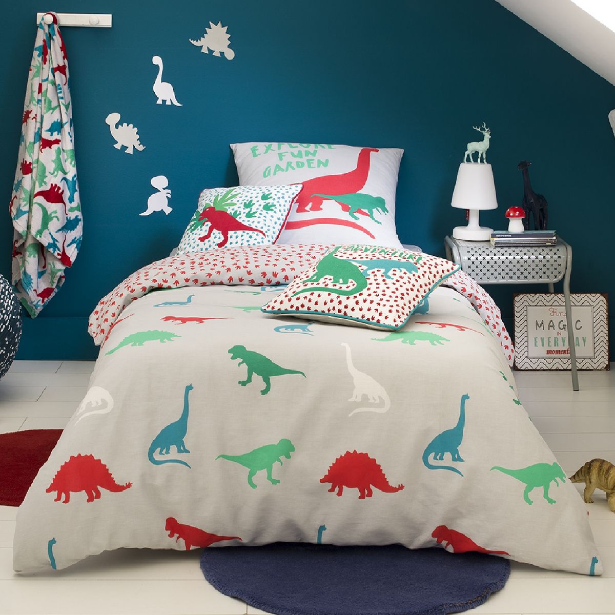 Parure housse de couette enfant en coton motif dinosaure