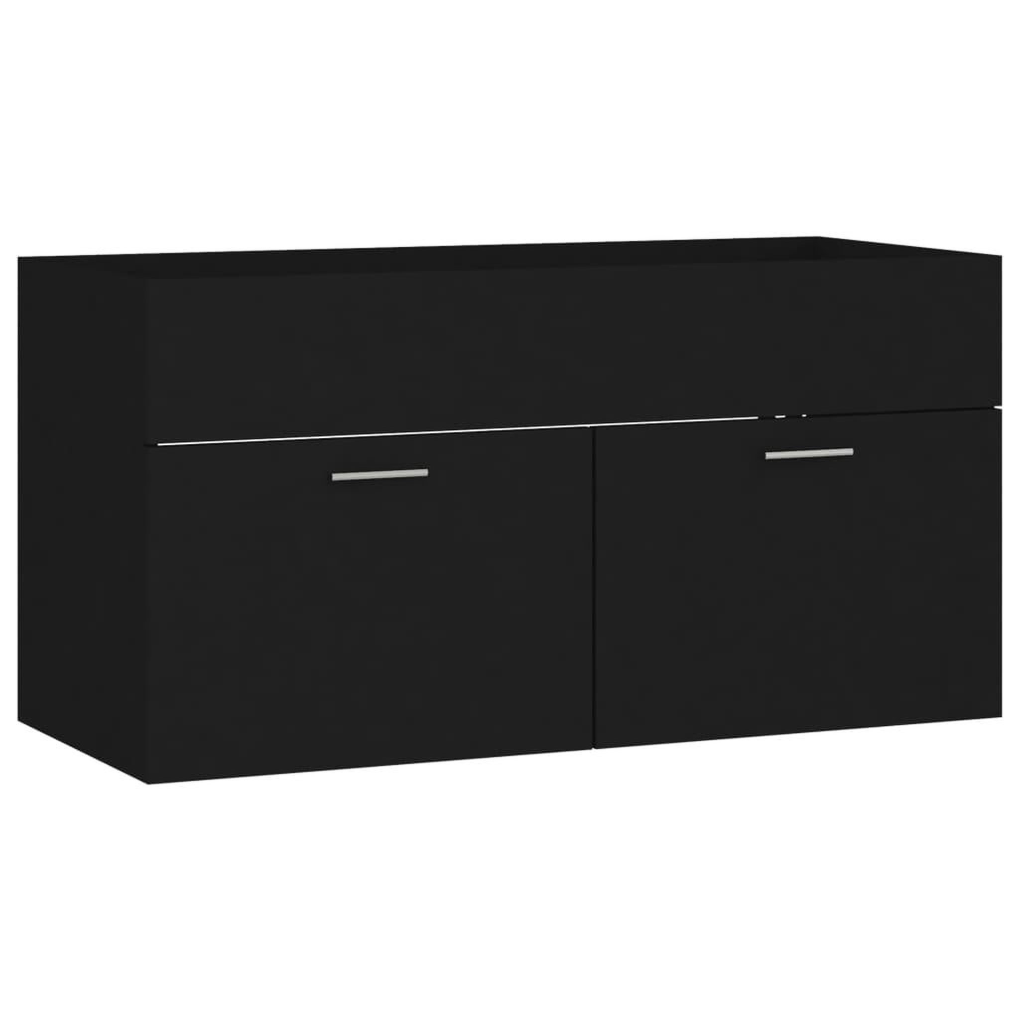 Voir la diapositive 2 : VIDAXL Armoire d'evier Noir 90x38,5x46 cm Bois d'ingenierie