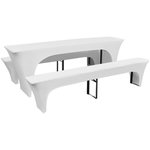 VIDAXL Housses de table et bancs Extensibles 3 pcs Blanc 220x70x80 cm