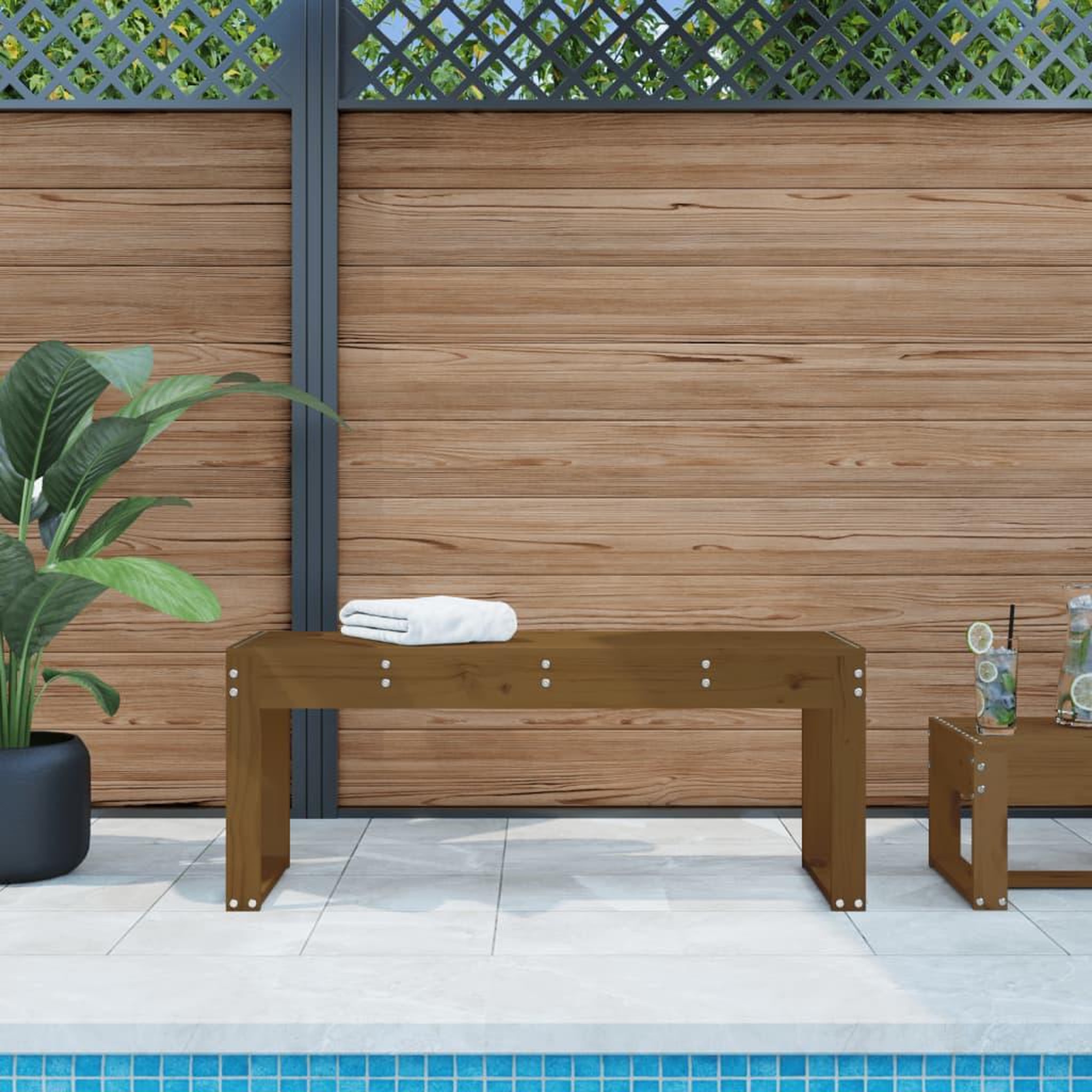 Voir la diapositive 1 : VIDAXL Banc de jardin marron miel 110x38x45 cm bois de pin massif