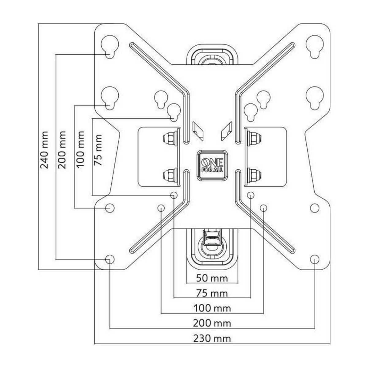 ONEFORALL1 ONE FOR ALL WM2251 - Support mural avec reglage dinclinaison et de rotation 180 pour TV de 13 a 40 33 a 102cm - Noir