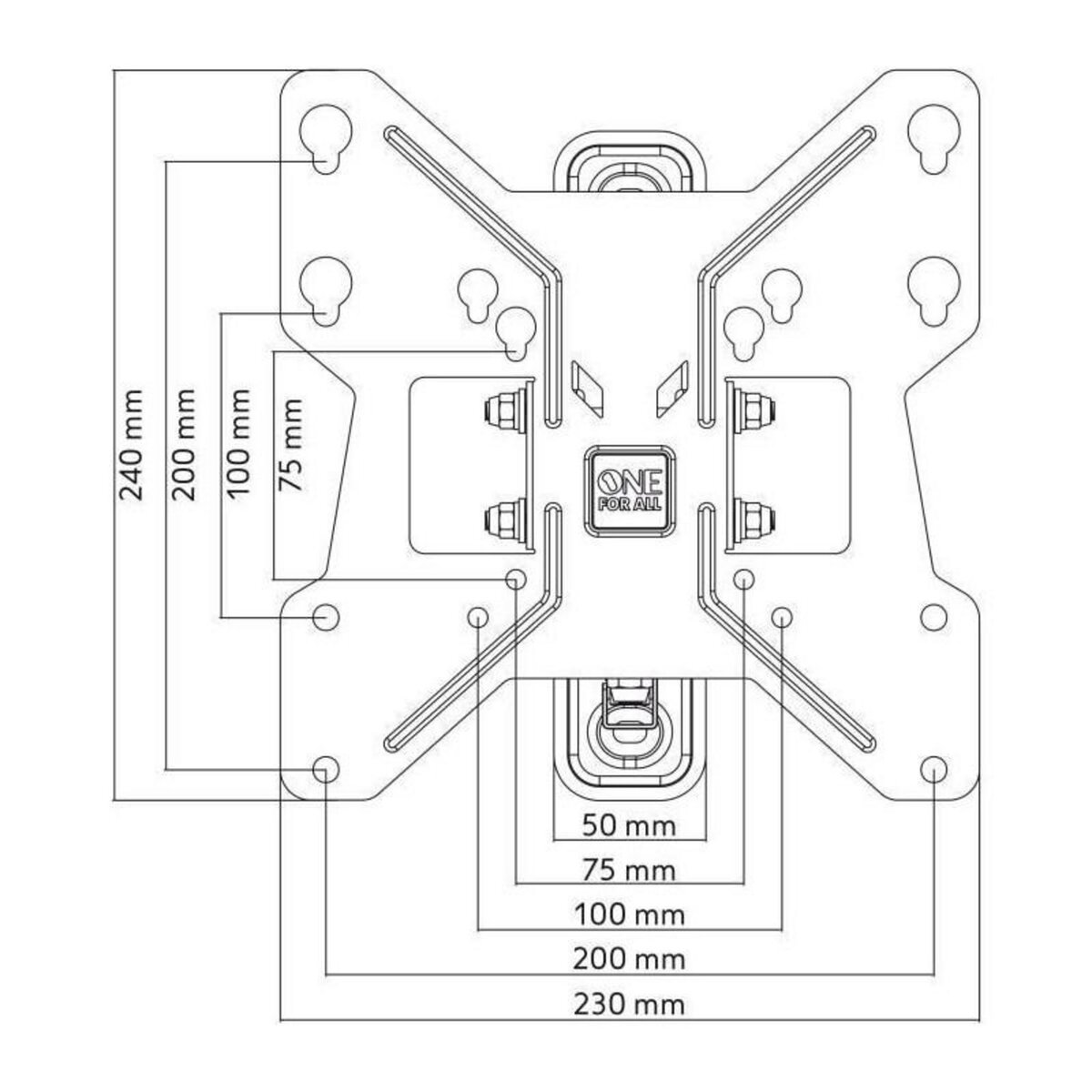 ONEFORALL1 ONE FOR ALL WM2251 - Support mural avec reglage dinclinaison et de rotation 180 pour TV de 13 a 40 33 a 102cm - Noir