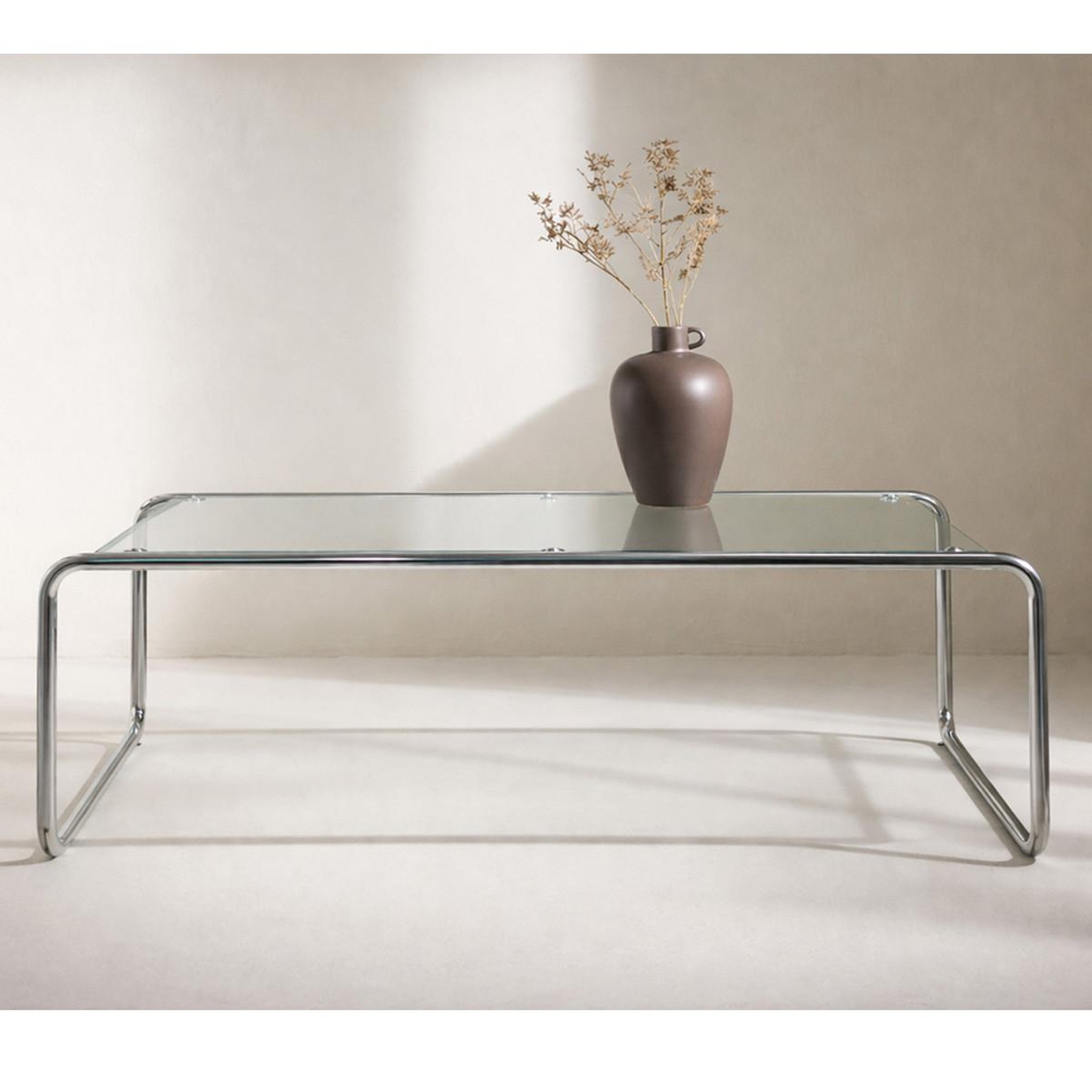 Voir la diapositive 4 : Paris Prix Table basse en verre  saturnus  120cm transparent & argent