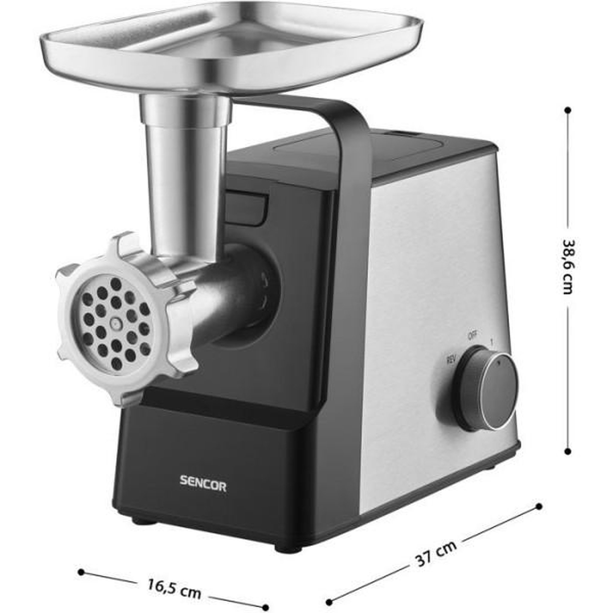 Voir la diapositive 2 : MARKET24 Hachoir Electrique  a viande Sencor SMG 7400SS - Saucisses et kebbé - Trancheur-râpe inclus - 3 disques - 2,5 kg/min - Inox