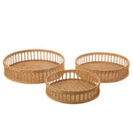 Paris Prix Lot de 3 Plateaux Déco  Ronds  47cm Naturel