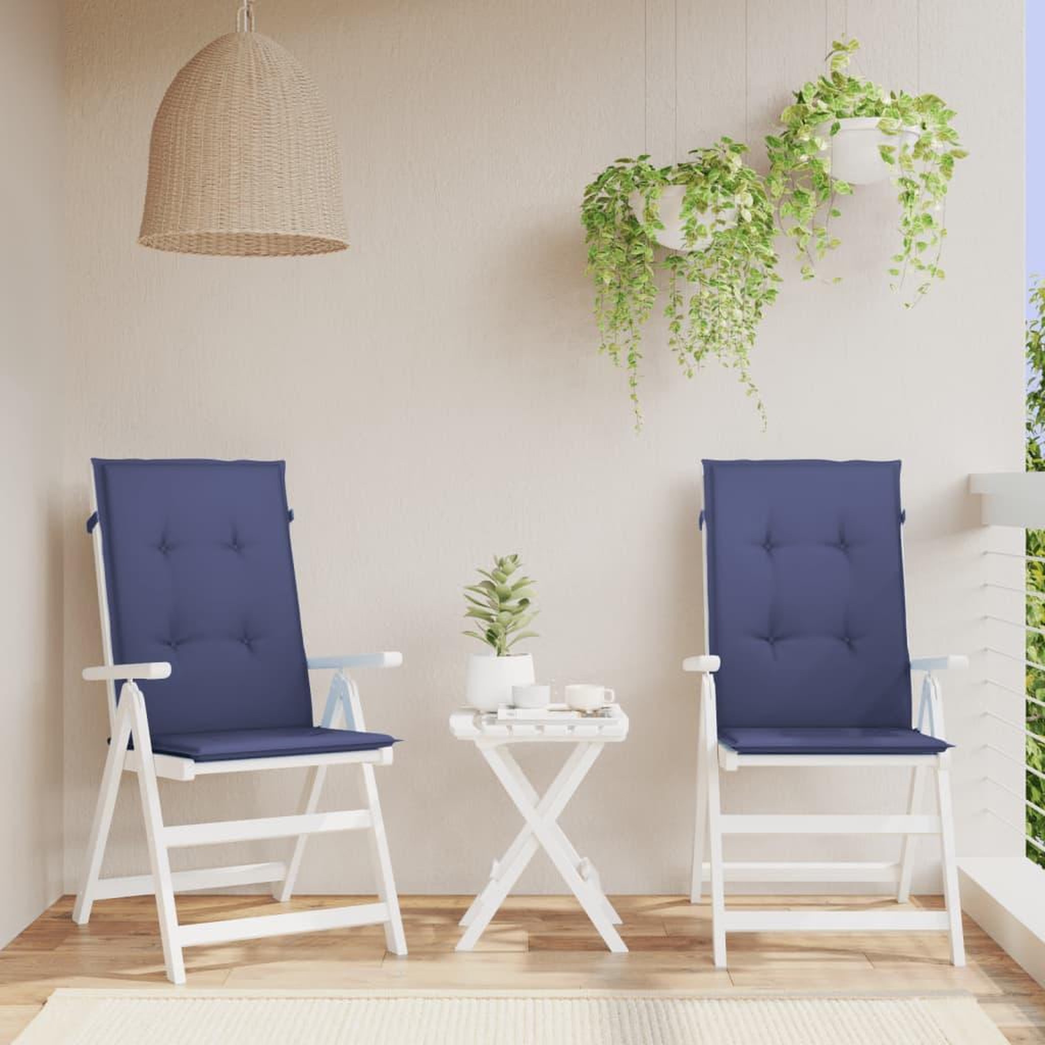 VIDAXL Coussins de chaise a dossier haut lot de 2 bleu marine tissu