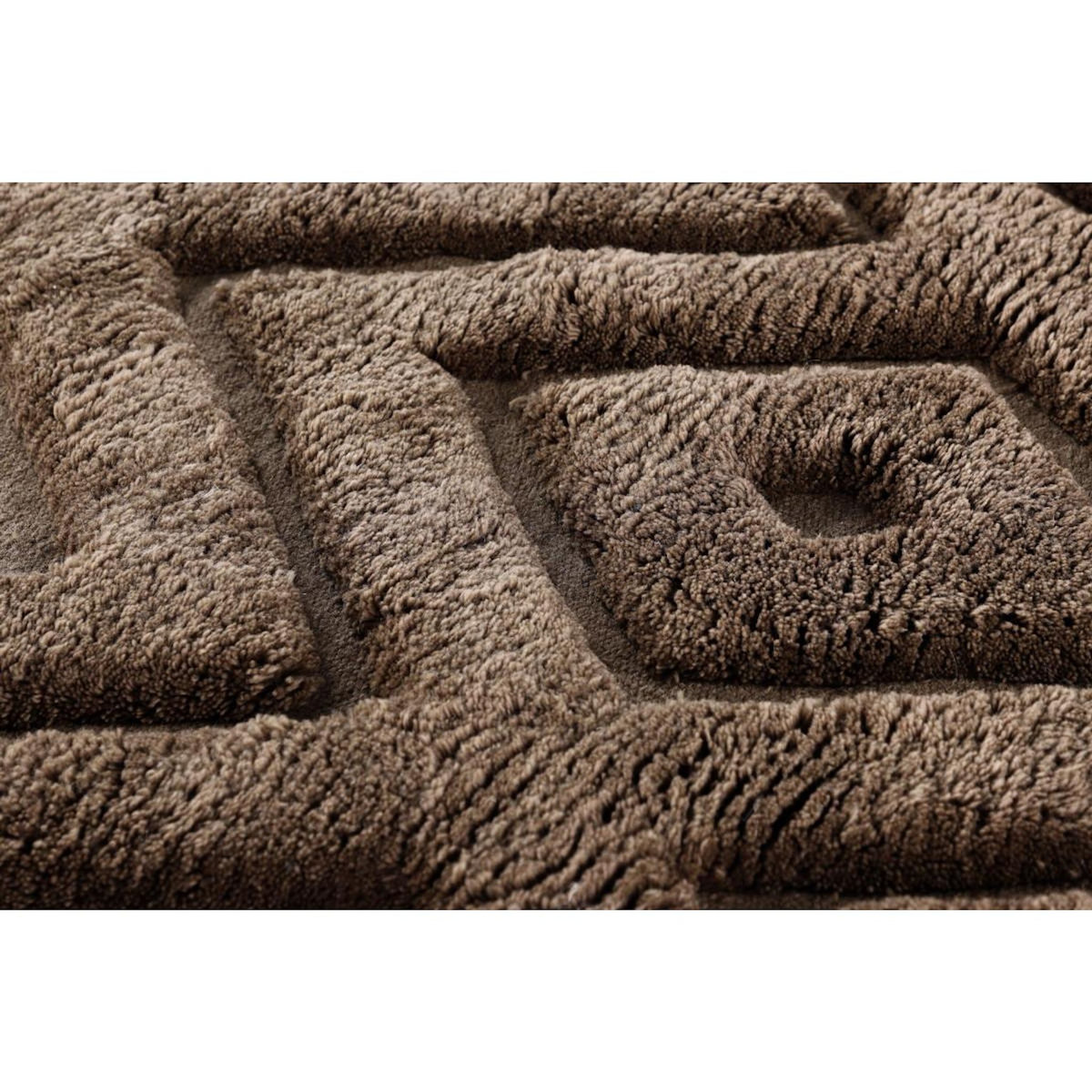 Paris Prix Tapis Déco Rond en Laine  Dahlia  200cm Marron Foncé