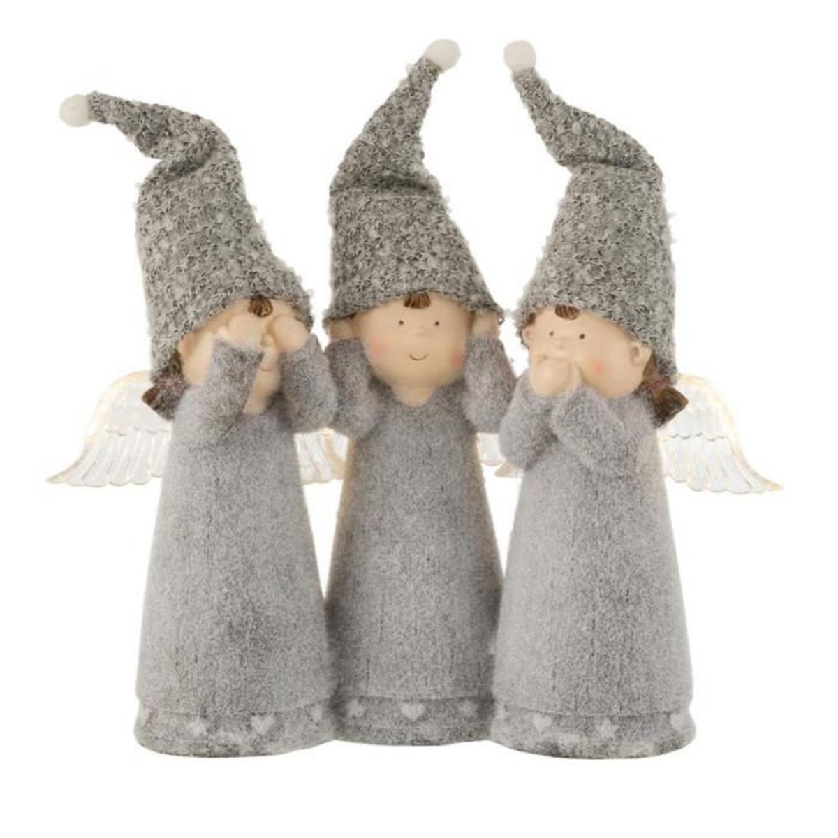 Paris Prix Statuette Déco Led  3 Anges  28cm Gris