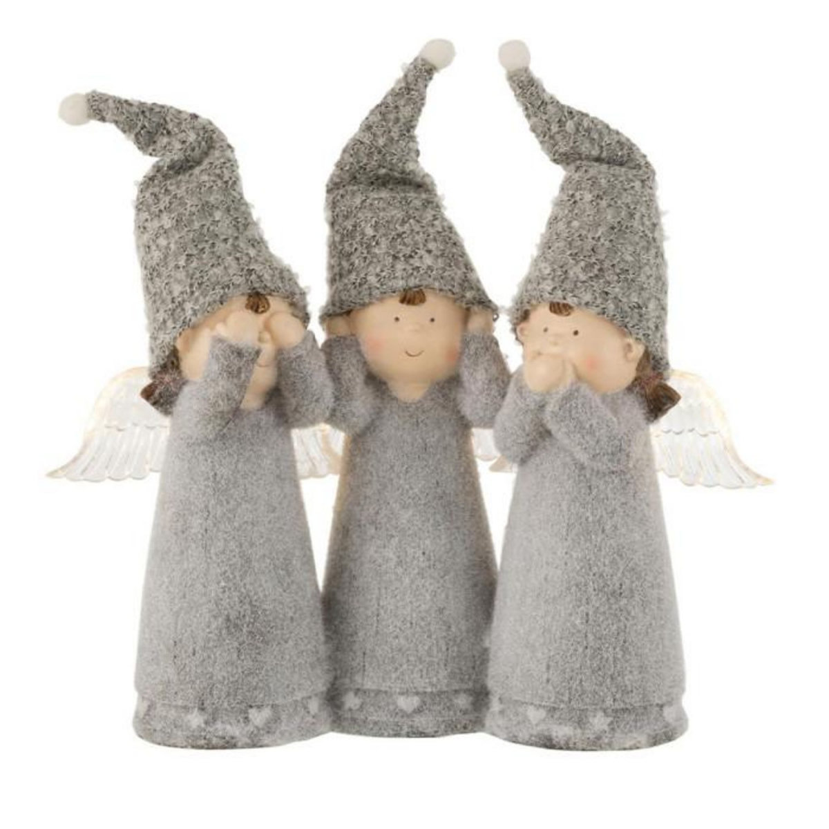 Paris Prix Statuette Déco Led  3 Anges  28cm Gris