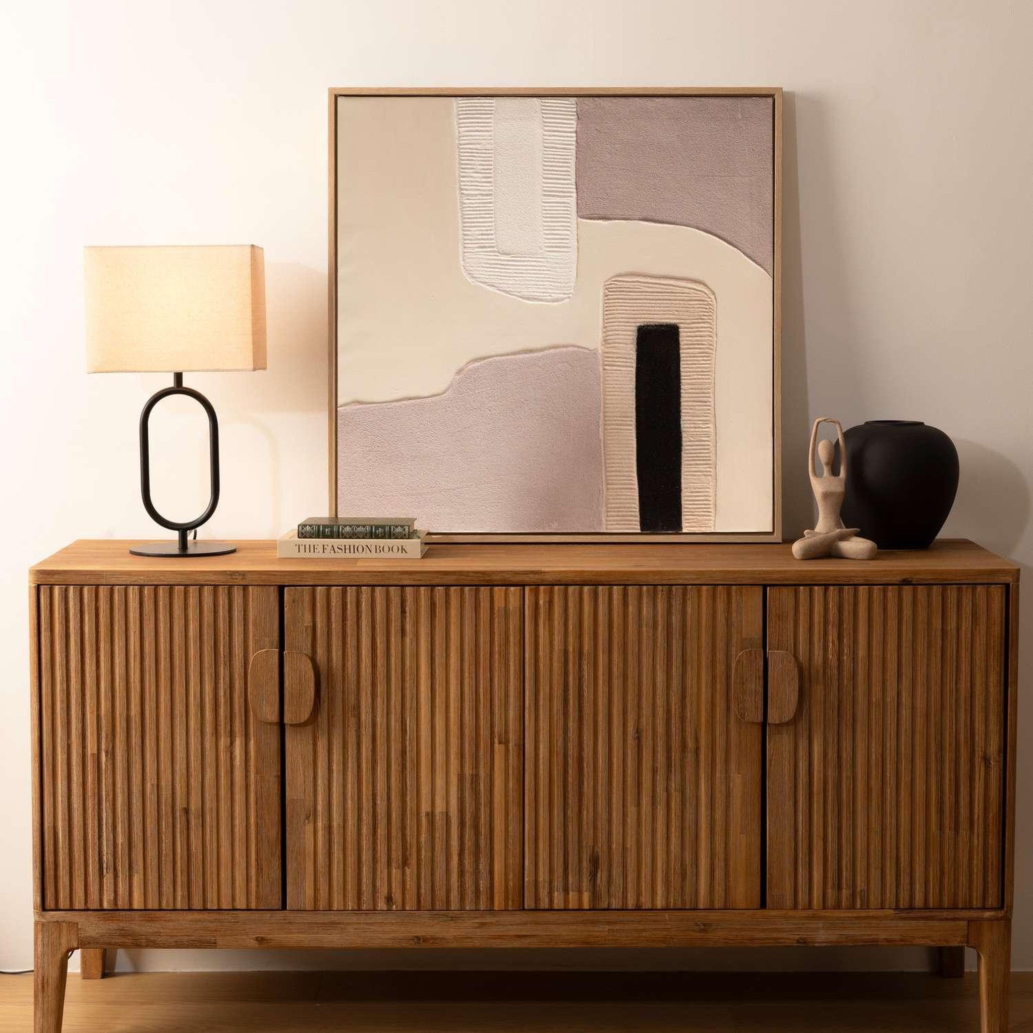 Voir la diapositive 5 : ATMOSPHERA Lampe à poser sundsvall - h. 52 cm - beige et noir