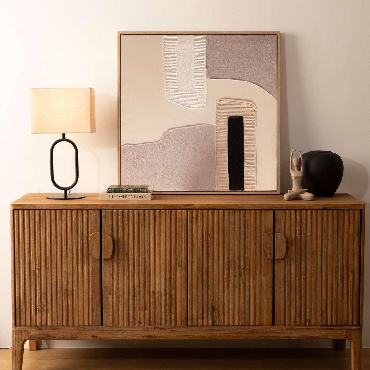 ATMOSPHERA Lampe à poser SUNDSVALL - H. 52 cm - Beige et noir