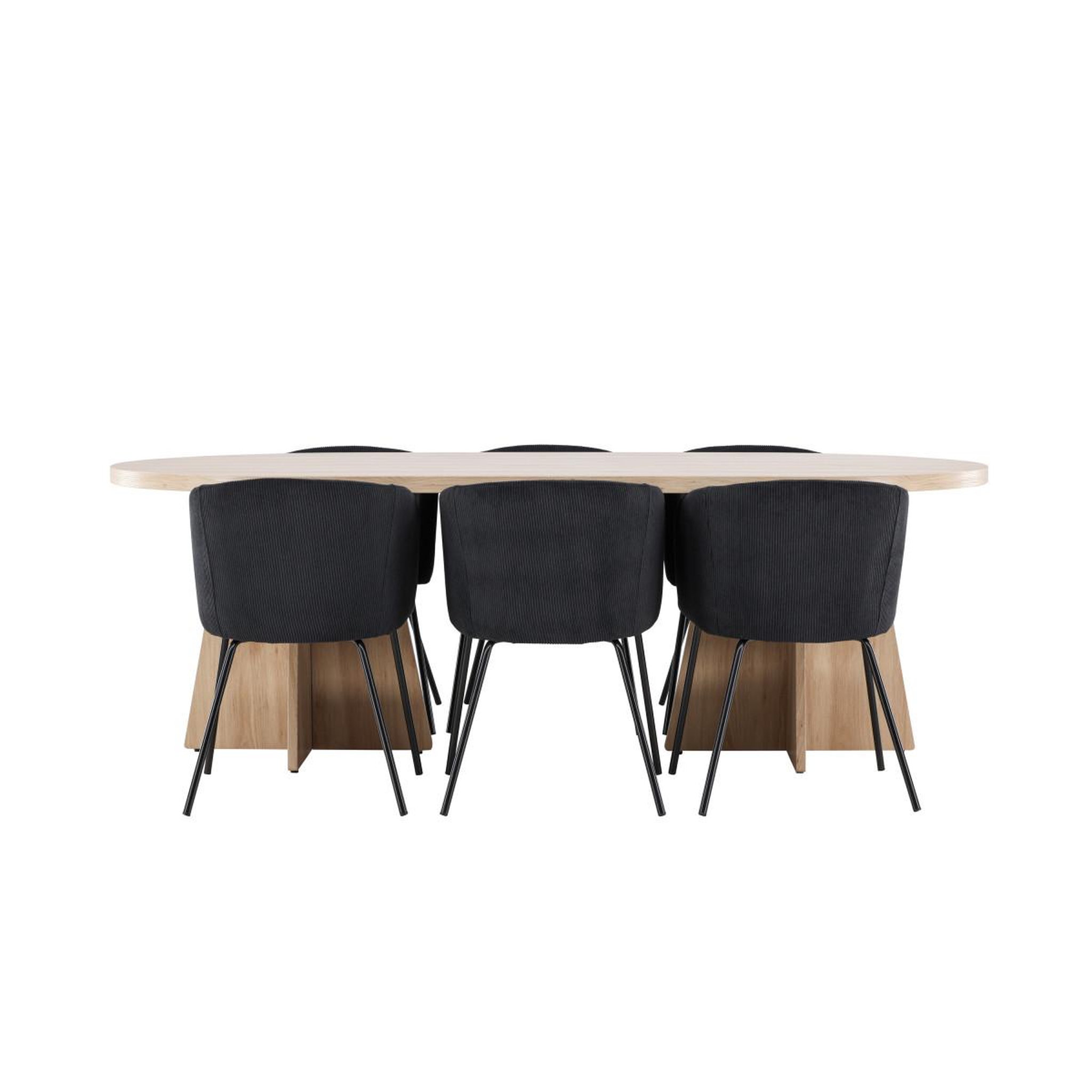 Voir la diapositive 3 : Paris Prix Ensemble table à manger & 6 chaises  bootcut & berit  230cm naturel & noir