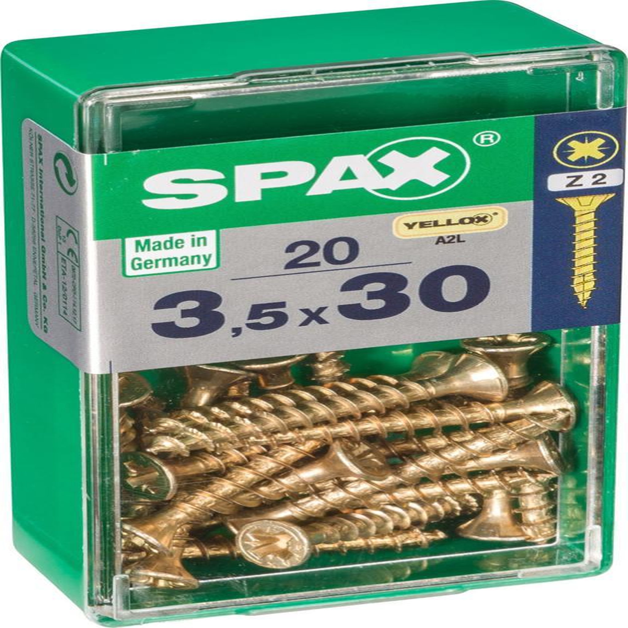 CENTRALE BRICO Lot de 20 vis acier tête fraisée pozidriv SPAX, Diam.3.5 mm x L.30 mm