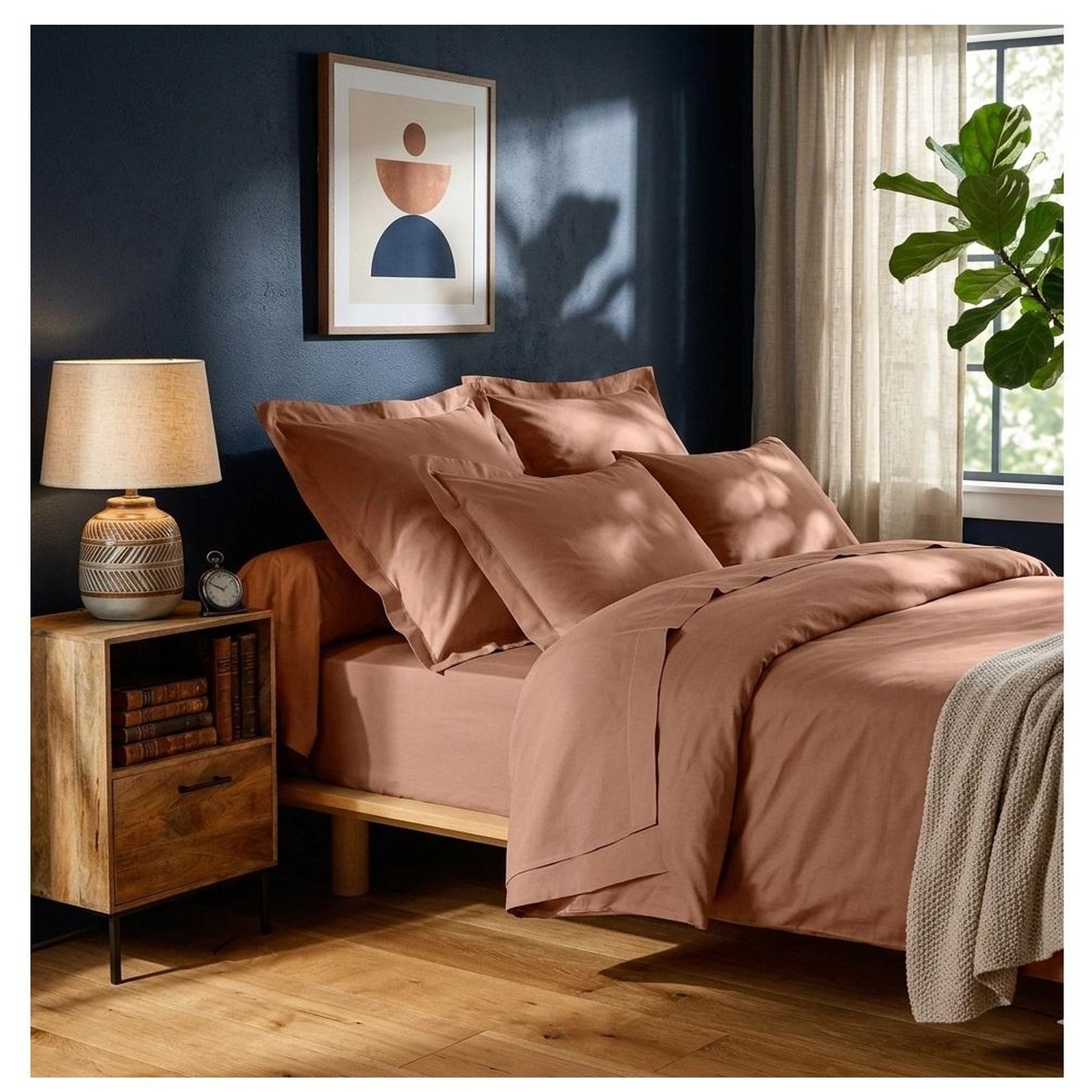 Voir la diapositive 2 : Eden Drap housse en coton line design et moderne