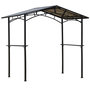Voir la diapositive 1 : OUTSUNNY Pavillon jardin - abri barbecue - steakhouse 2 étagères - toit de barbecue - dim. 2,46L x 1,49l x 2,30H m - alu. métal noir toit polycarbonate
