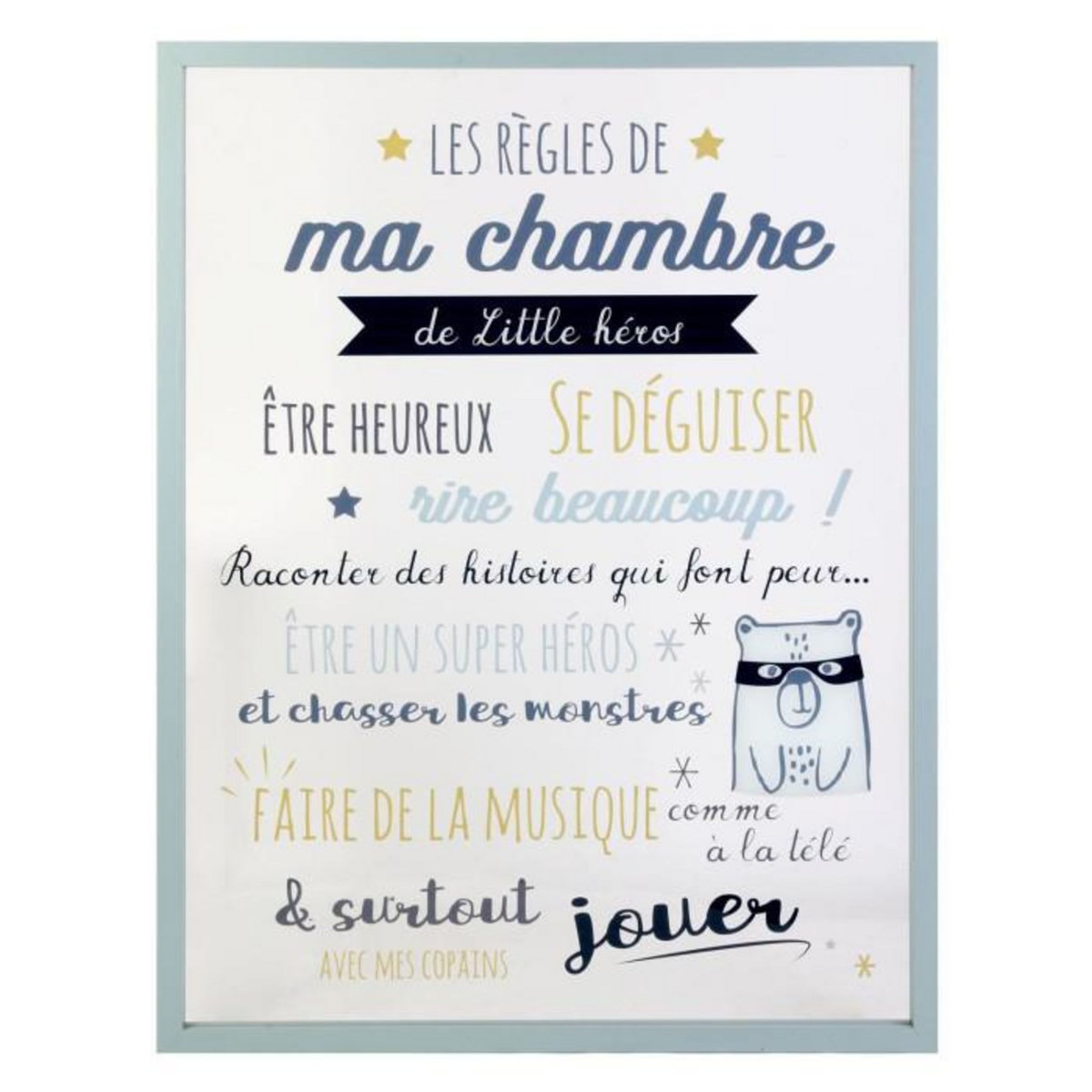Paris Prix Cadre Déco Enfant  Règles Garçon  40x60cm Bleu