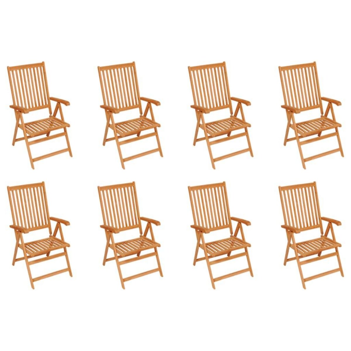 VIDAXL Chaises inclinables de jardin lot de 8 Bois de teck solide