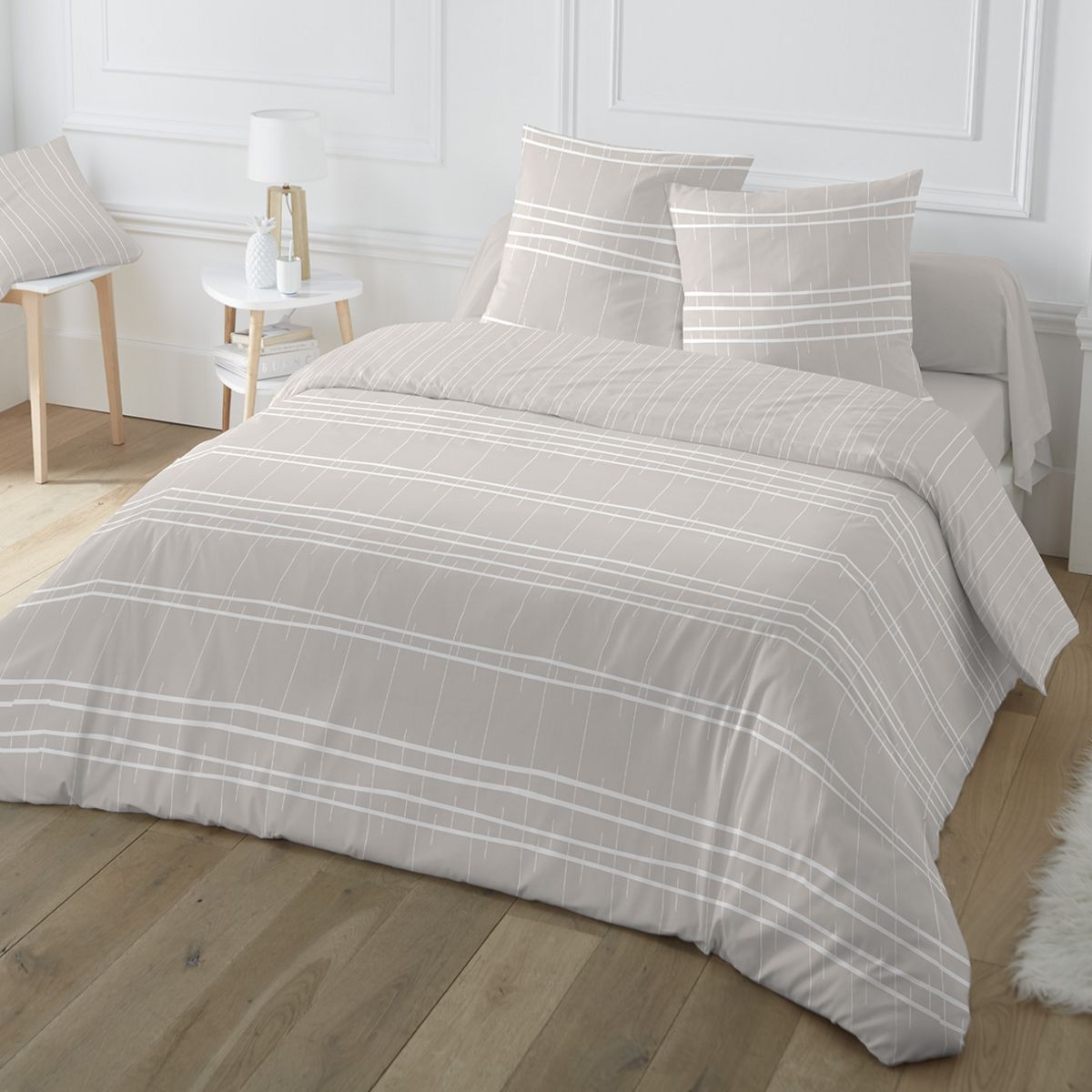 Parure housse de couette en polycoton carreaux AMST