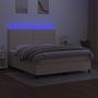 Voir la diapositive 4 : VIDAXL Sommier a lattes de lit et matelas et LED Creme 180x200cm Tissu