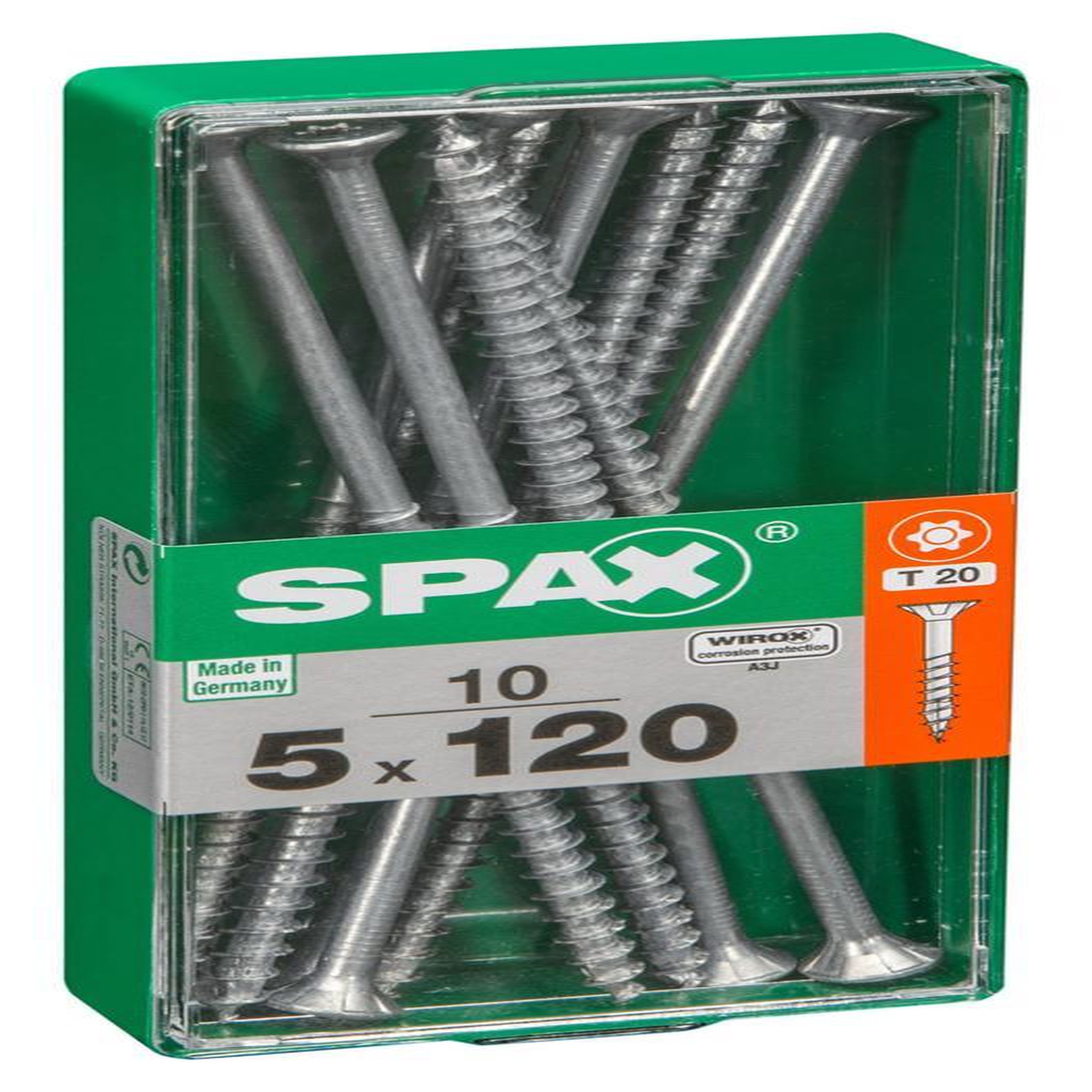 CENTRALE BRICO Lot de 10 vis acier tête autofraisée plate SPAX, Diam.5 mm x L.120 mm