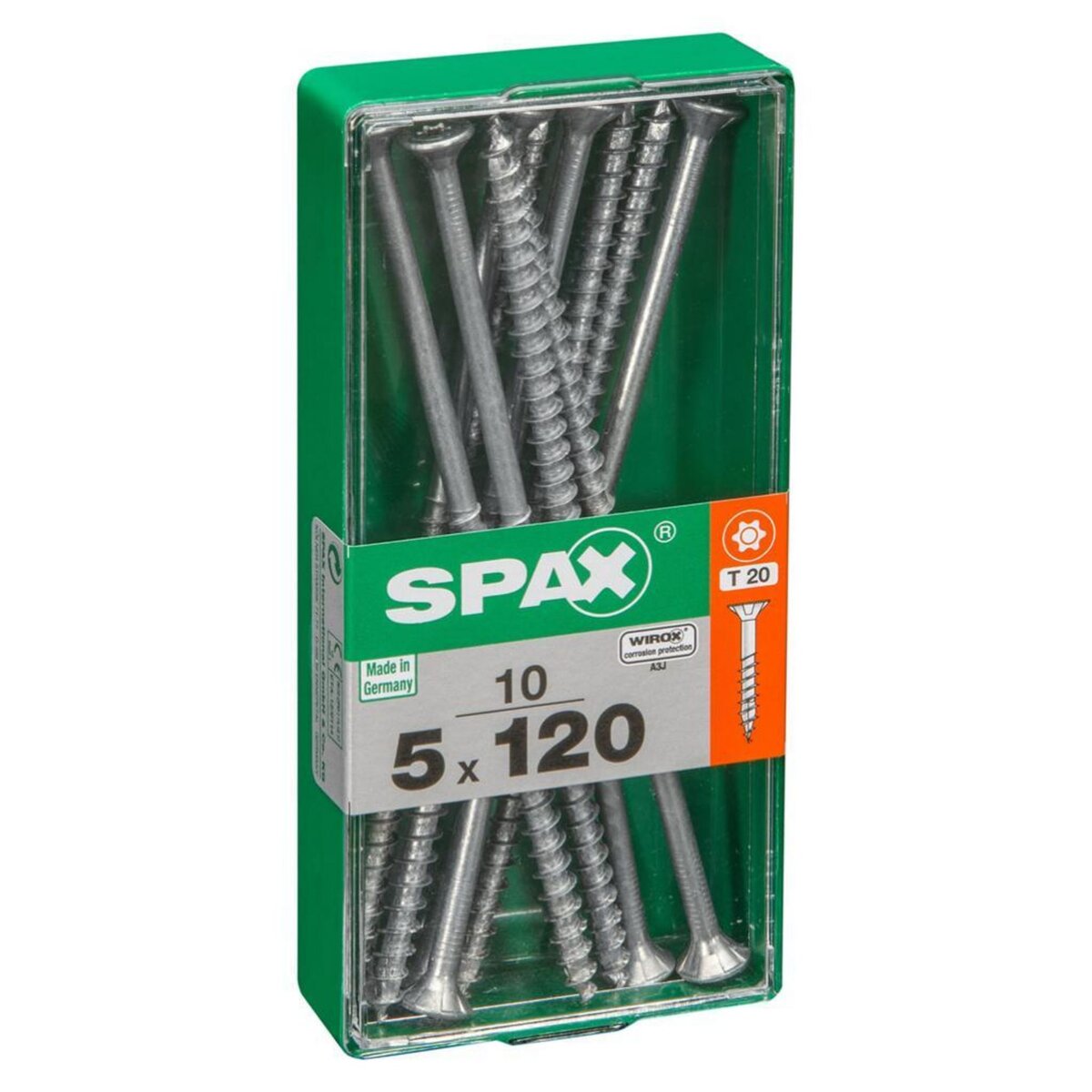 CENTRALE BRICO Lot de 10 vis acier tête autofraisée plate SPAX, Diam.5 mm x L.120 mm