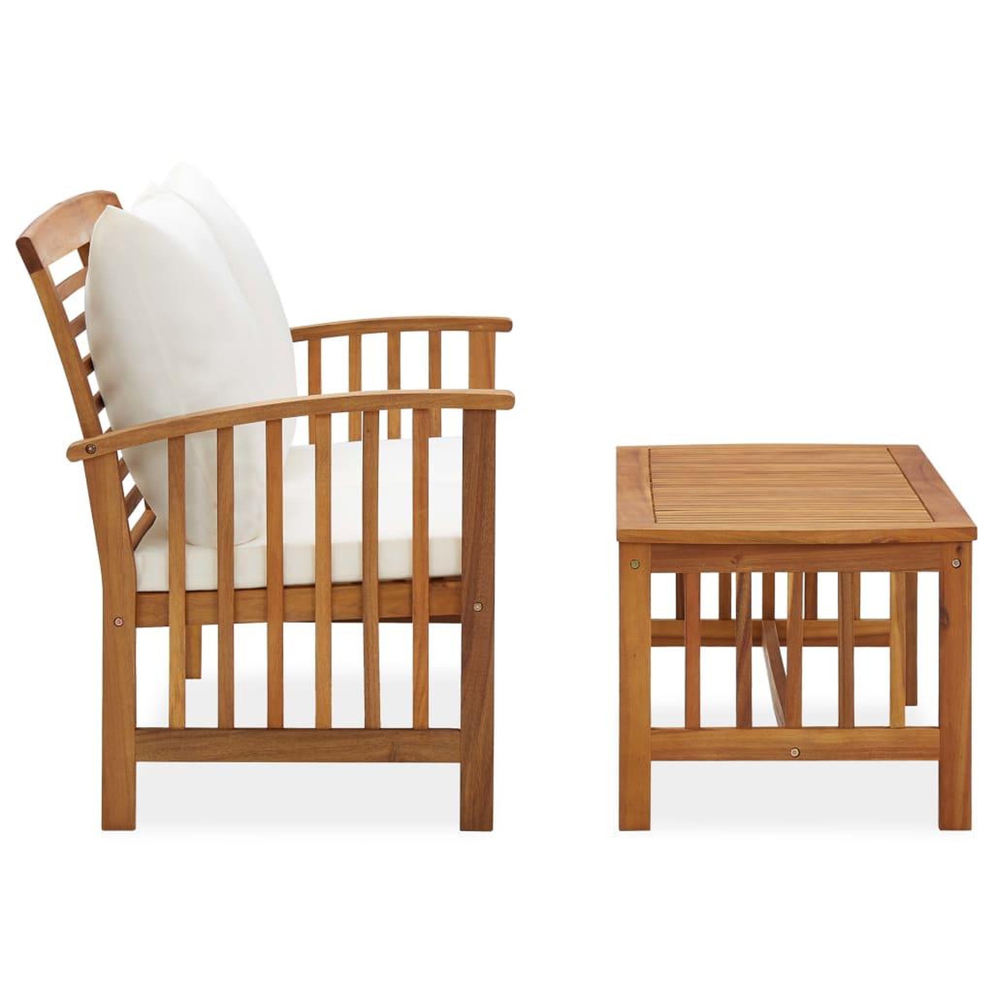 Voir la diapositive 2 : VIDAXL Salon de jardin 2 pcs avec coussins bois d'acacia solide