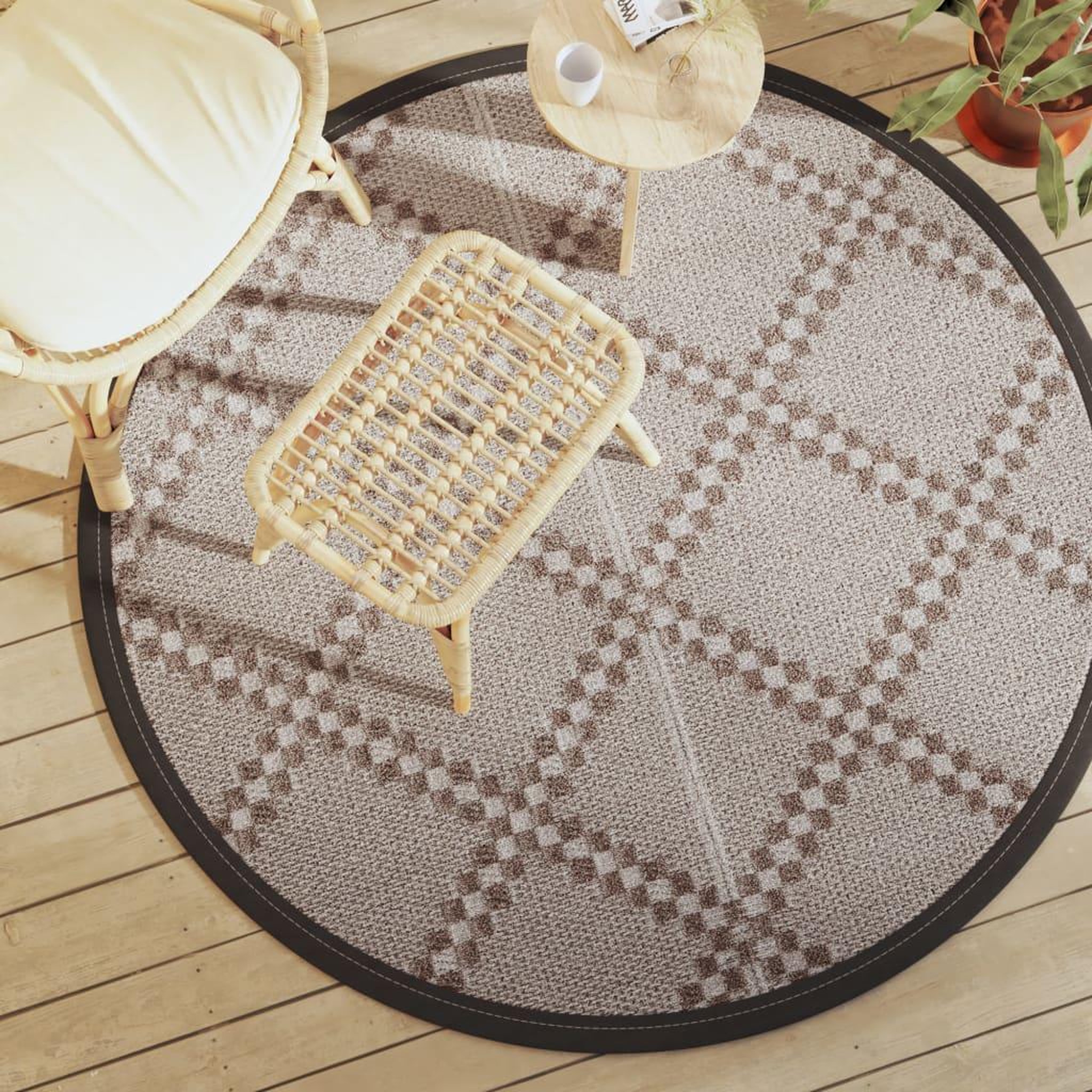 VIDAXL Tapis d'exterieur ARAKIL marron Ø160 cm PP