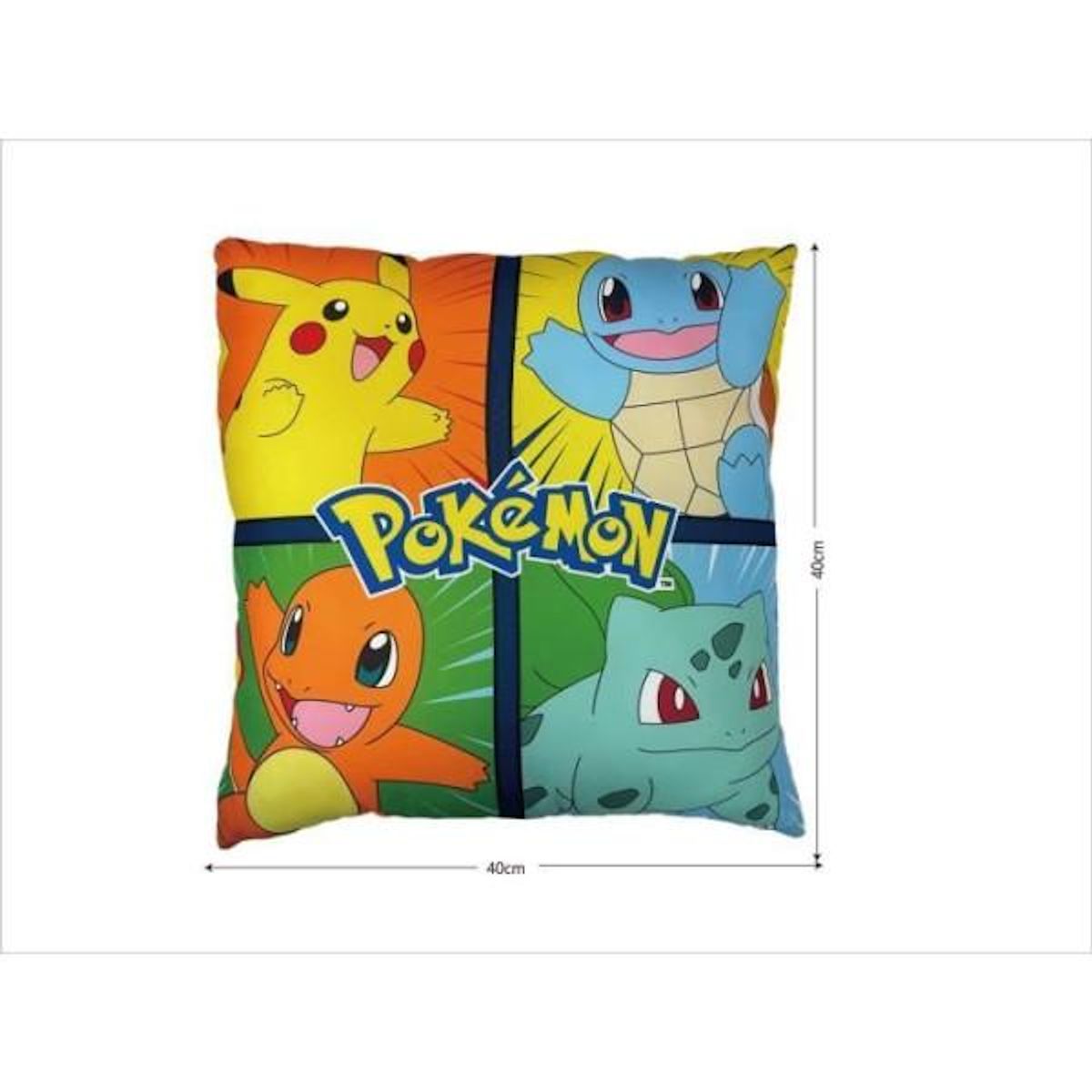 Pokemon Coussin double face - Carré - POKEMON - Pikachu et ses amis - Microfibre - 40 x 40 cm