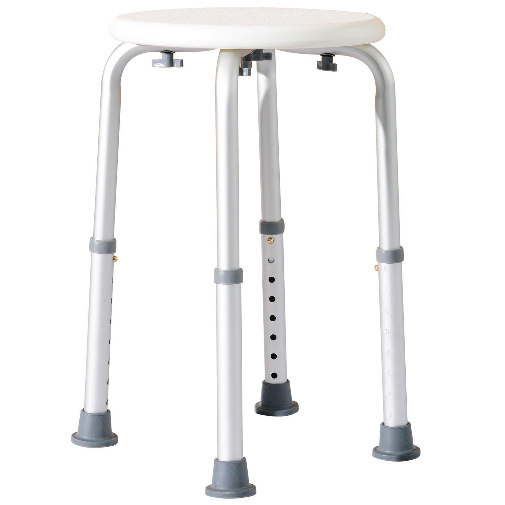 Voir la diapositive 6 : HOMCOM Tabouret de douche réglable en hauteur siège de douche ergonomique pieds antidérapants charge max. 136 kg alu hdpe blanc