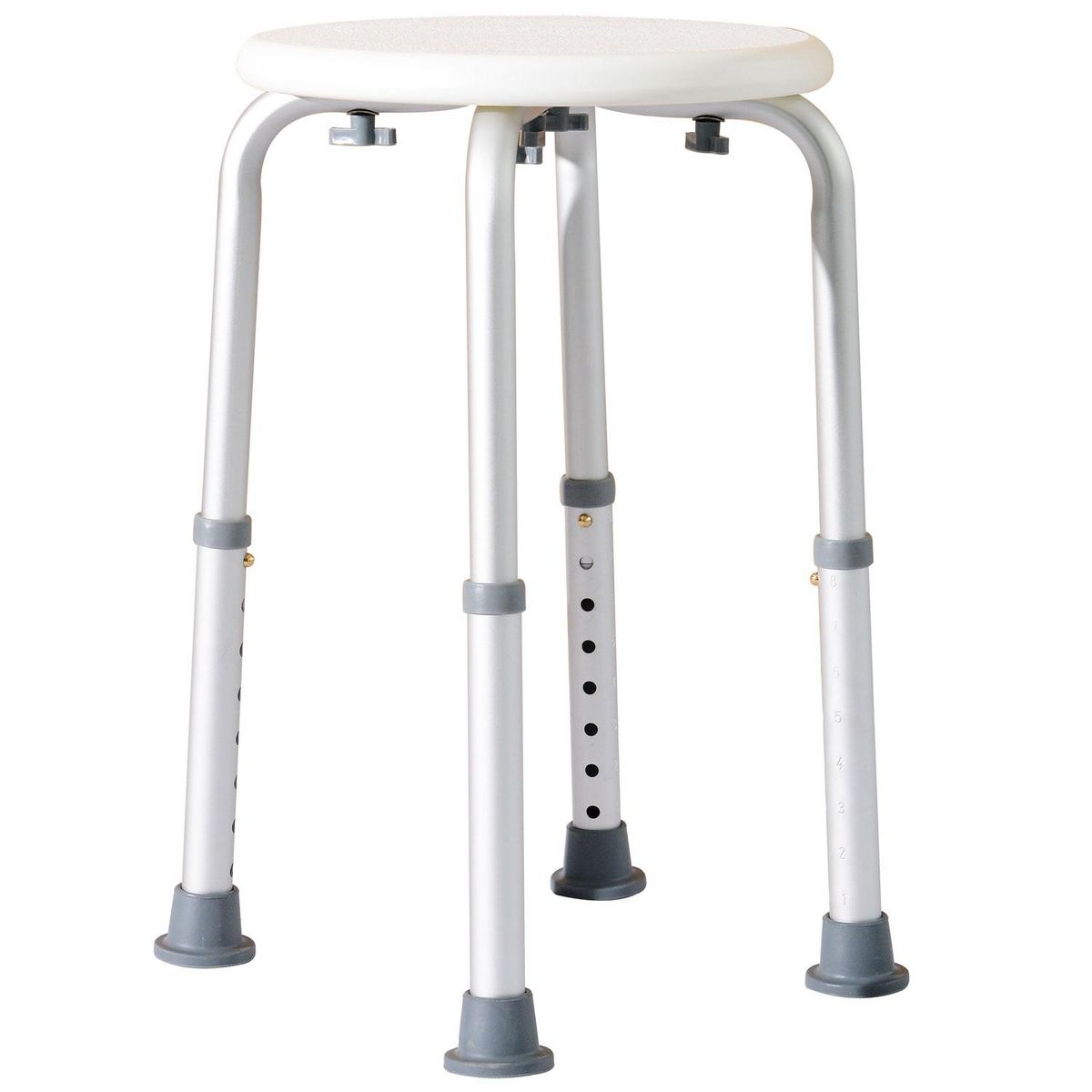 HOMCOM Tabouret de douche réglable en hauteur siège de douche ergonomique pieds antidérapants charge max. 136 Kg alu HDPE blanc