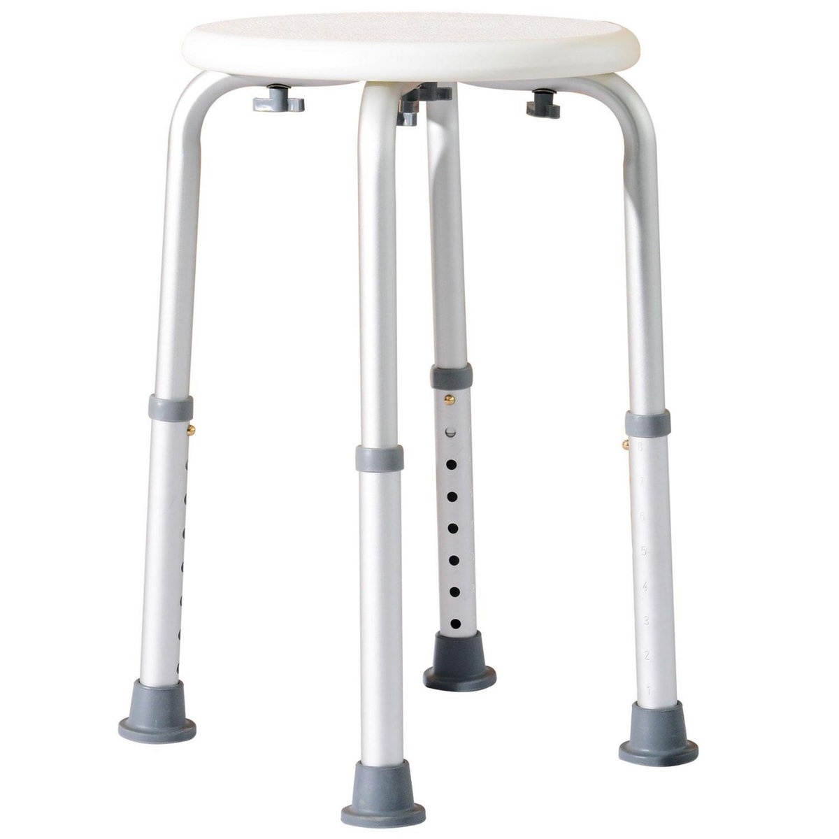 HOMCOM Tabouret de douche réglable en hauteur siège de douche ergonomique pieds antidérapants charge max. 136 Kg alu HDPE blanc