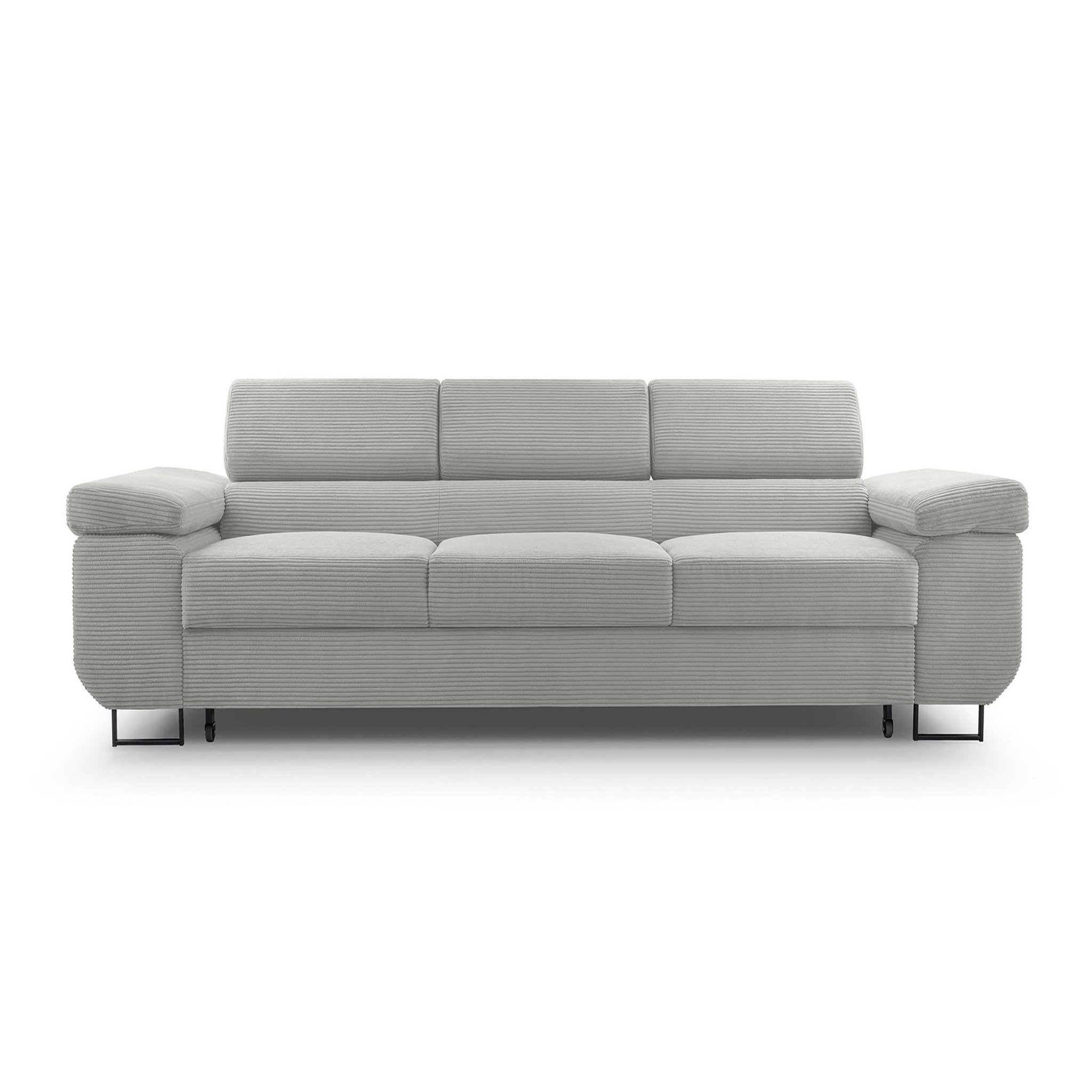 Voir la diapositive 5 : BEST MOBILIER Pablo - canapé 3 places - convertible avec têtières réglables - en velours côtelé
