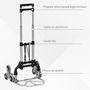 Voir la diapositive 4 : HOMCOM Diable pour escalier 6 roues diable repliable 70 Kg - poignée télescopique - chariot de manutention pliable alu. Noir