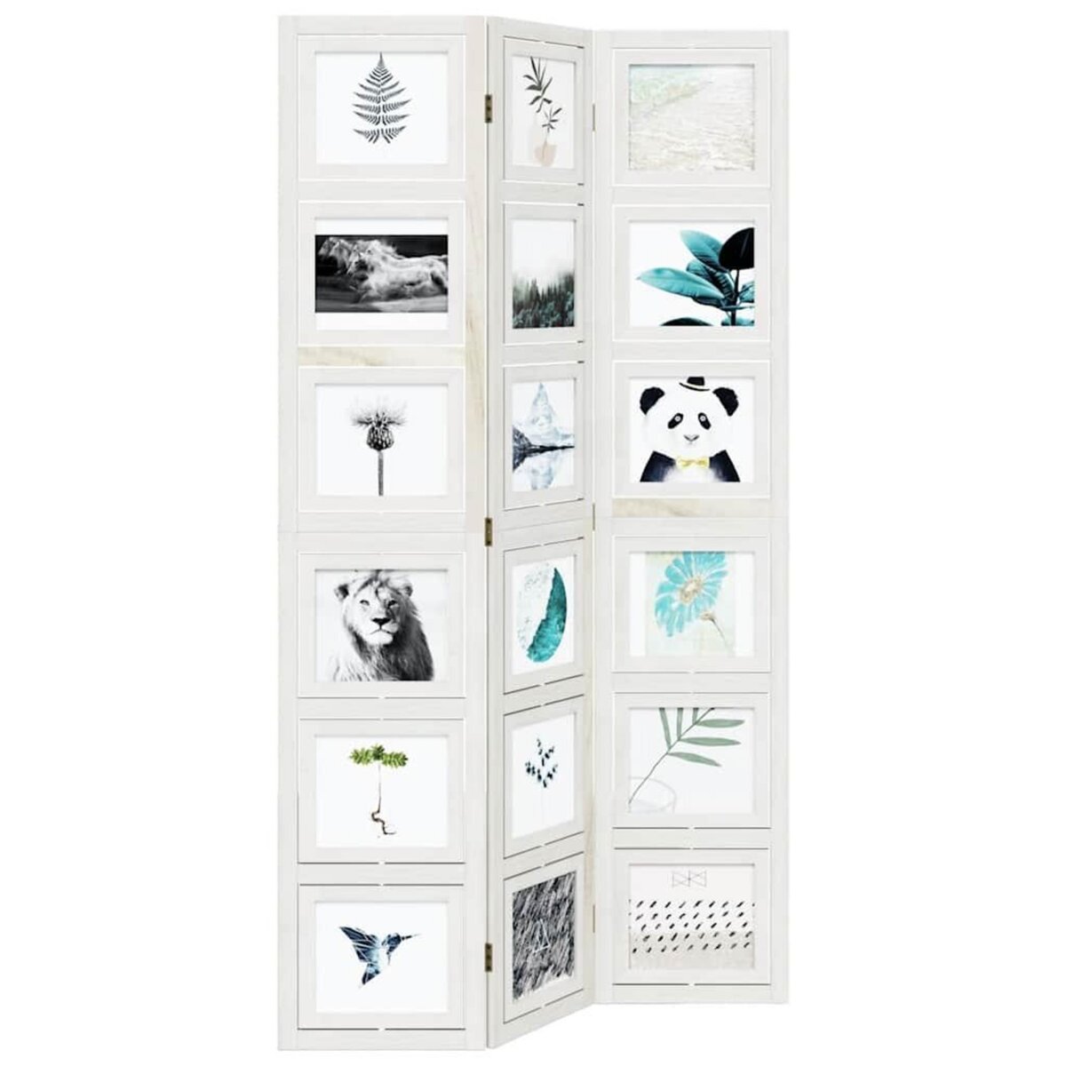 VIDAXL Cloison de separation 3 panneaux blanc bois de paulownia massif