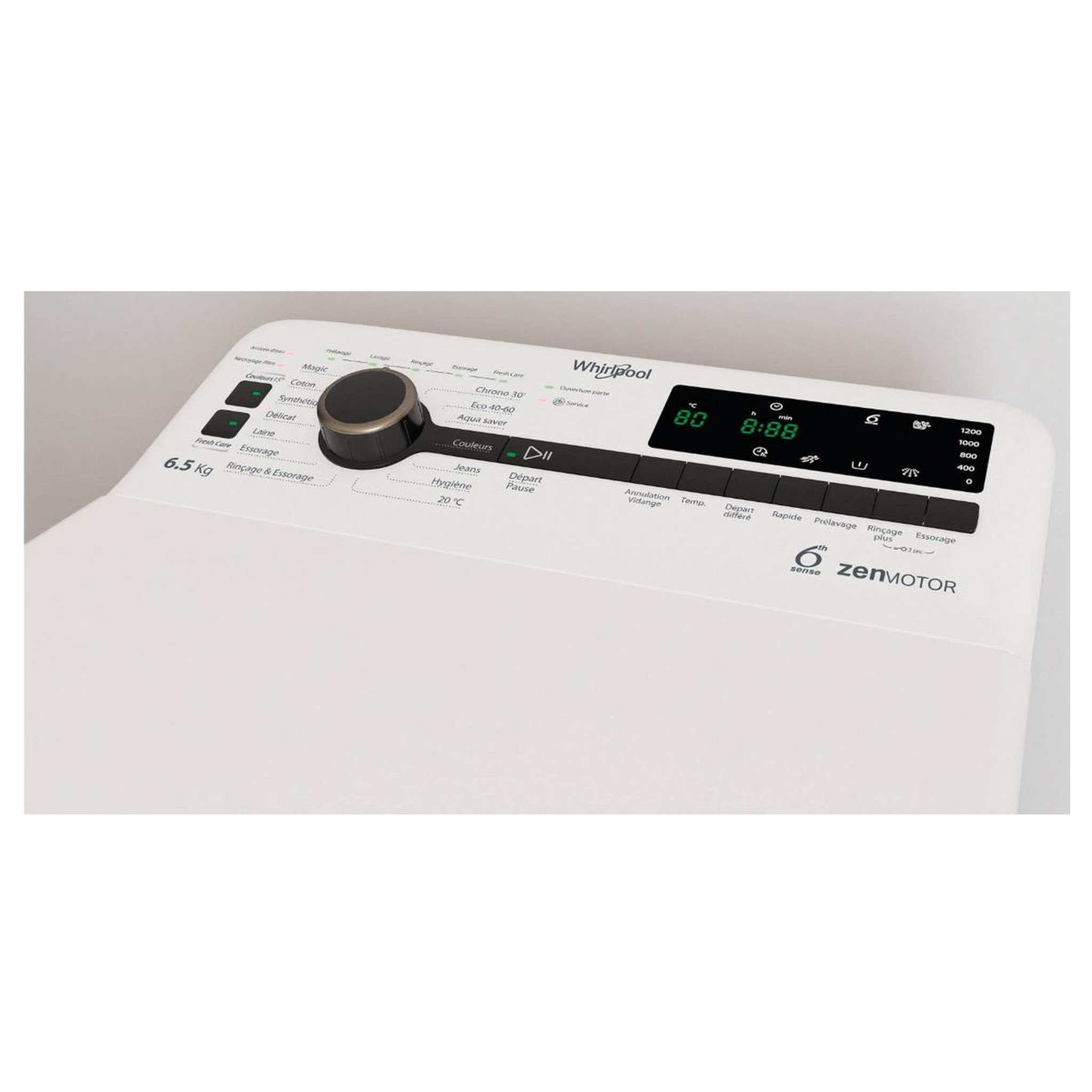 Voir la diapositive 3 : Whirlpool Lave-linge top 6.5kg 1200 tours/min blanc - TDLRBX65242BSFR