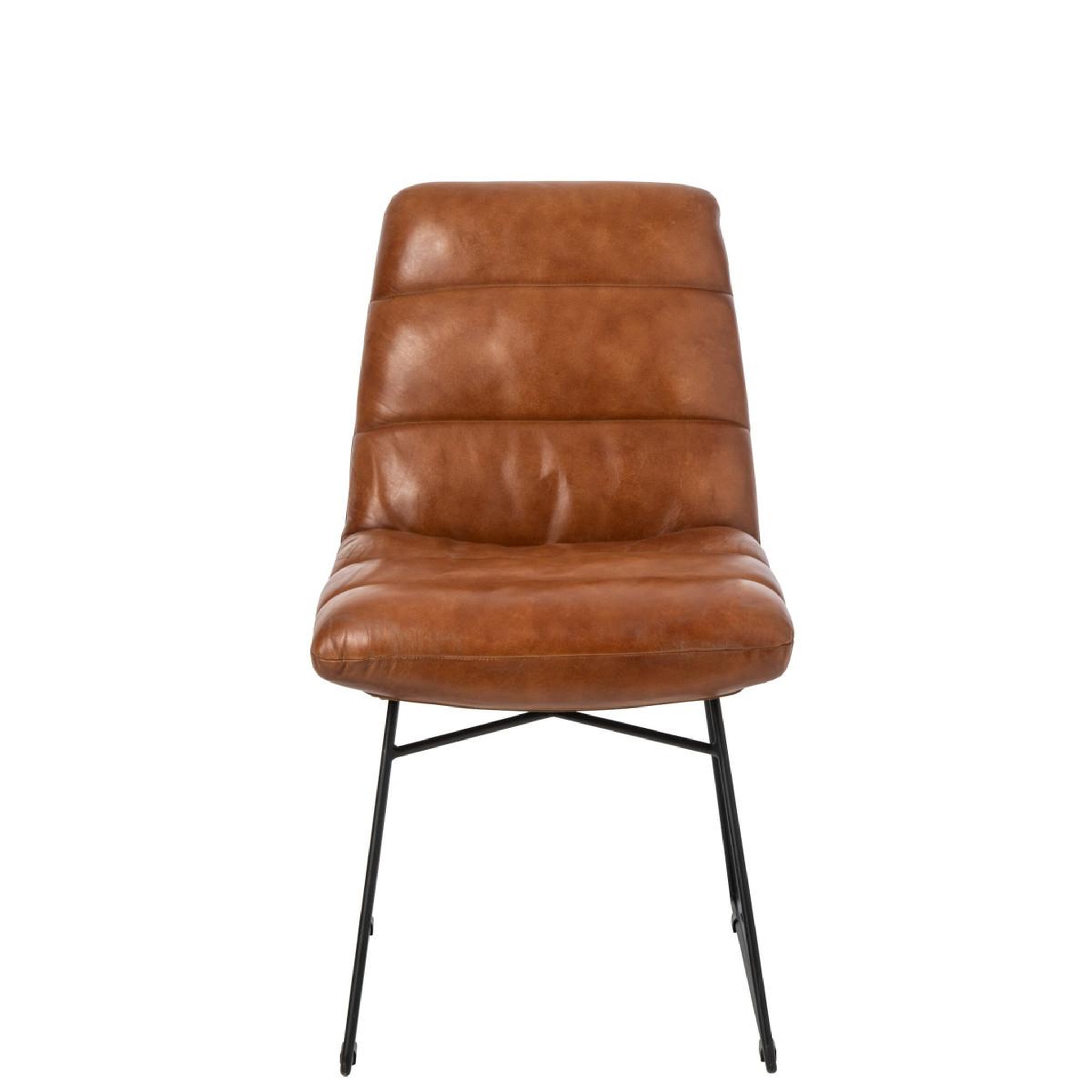 Voir la diapositive 2 : J-LINE Chaise design en cuir  austin  83cm camel