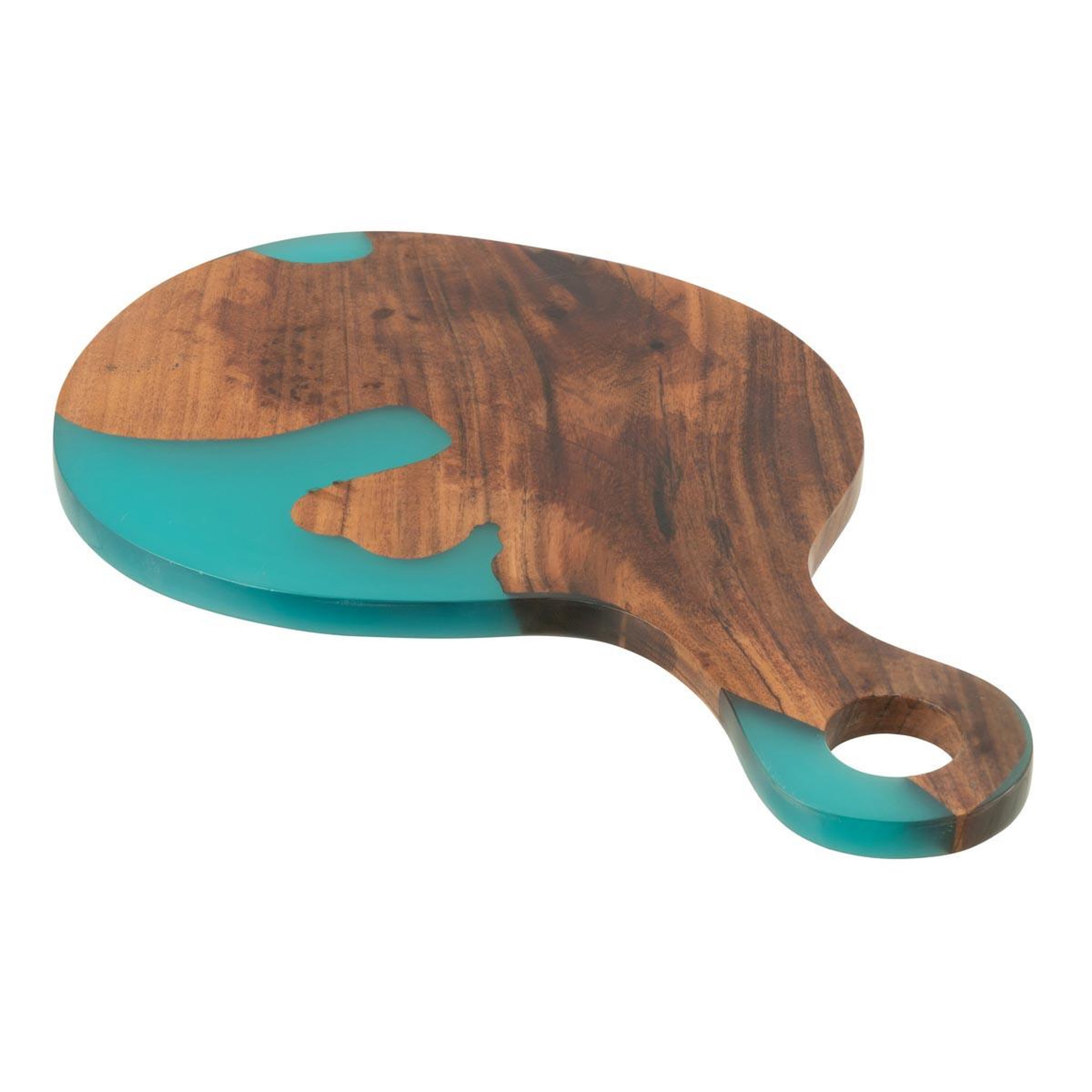 J-LINE Planche à Découper en Bois  Douglas  53cm Naturel & Bleu