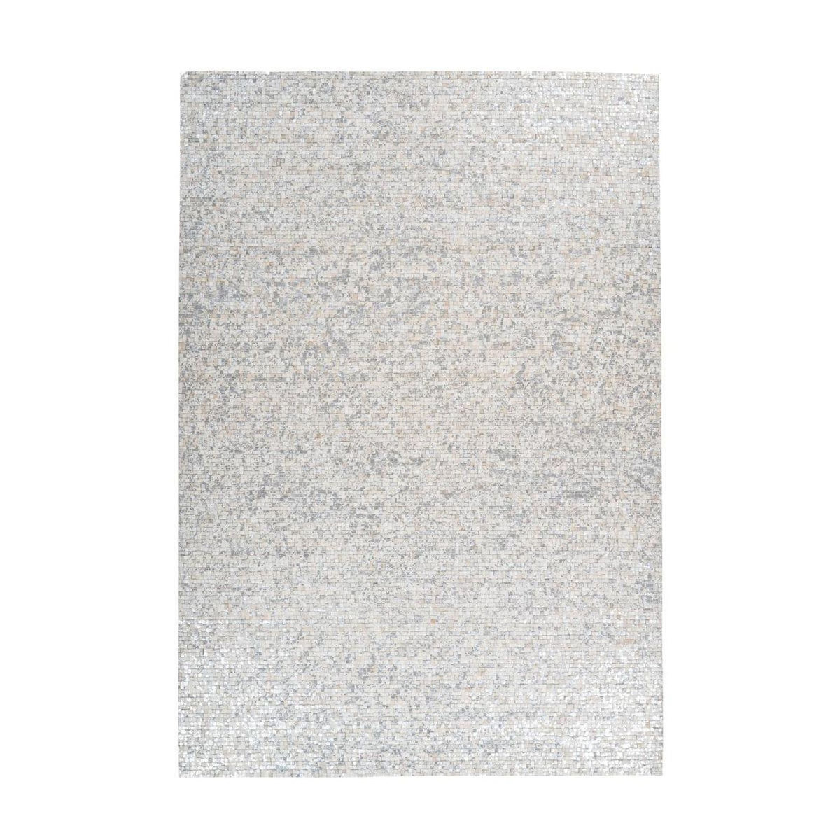 Paris Prix Tapis en Cuir Fait Main  Finish  Blanc & Argent