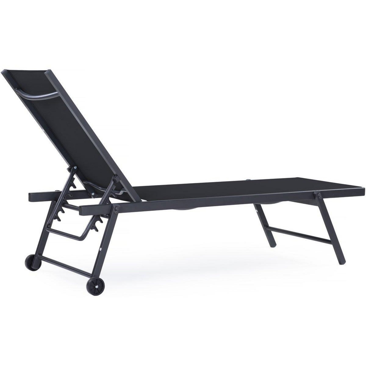 Habitat et Jardin Lot de 2 bains de soleil textilène aluminium  Jolia  - Gris foncé / Noir