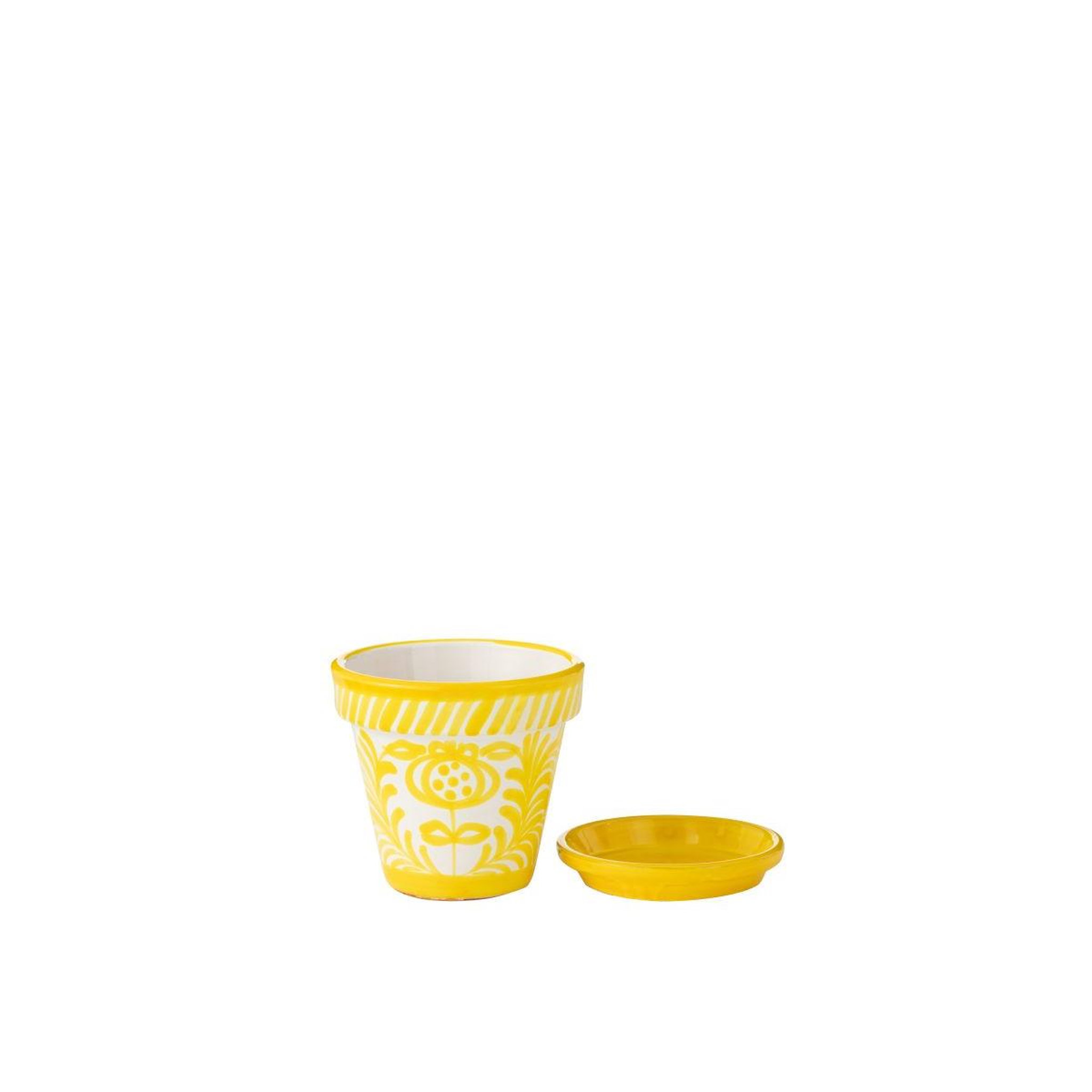 Voir la diapositive 2 : J-LINE Pot avec soucoupe en céramique  granada  21cm jaune