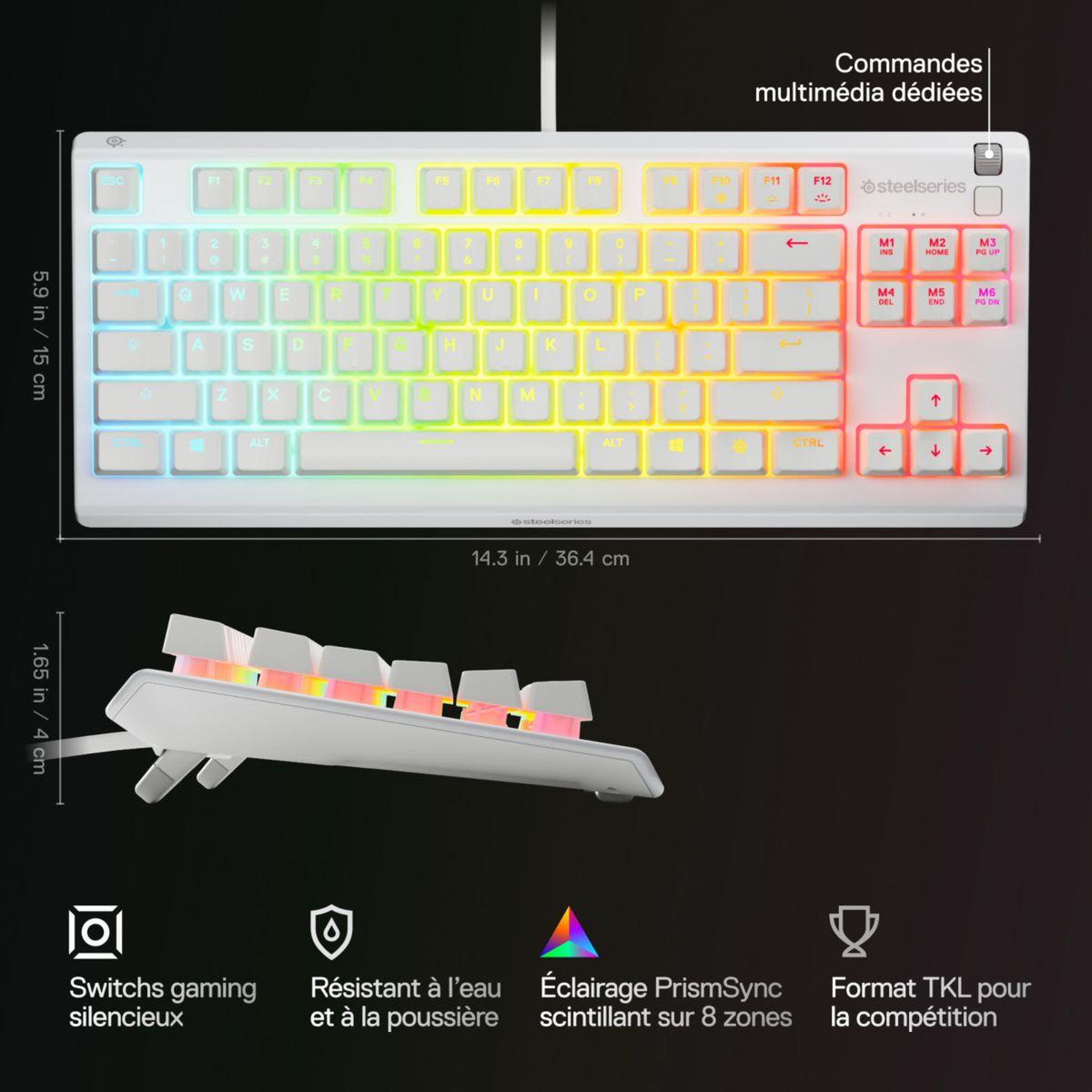 Voir la diapositive 5 : STEEL SERIES Clavier gamer apex 3 tkl blanc
