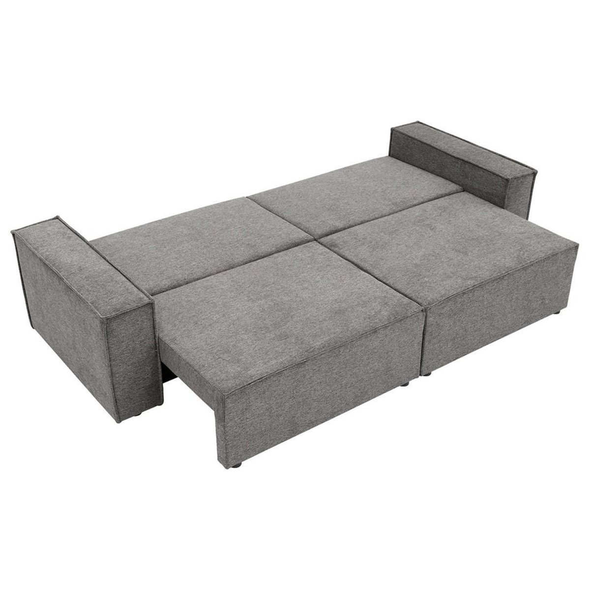BEST MOBILIER Cezanne - canapé droit 3 places convertible avec coffre en tissu texturé